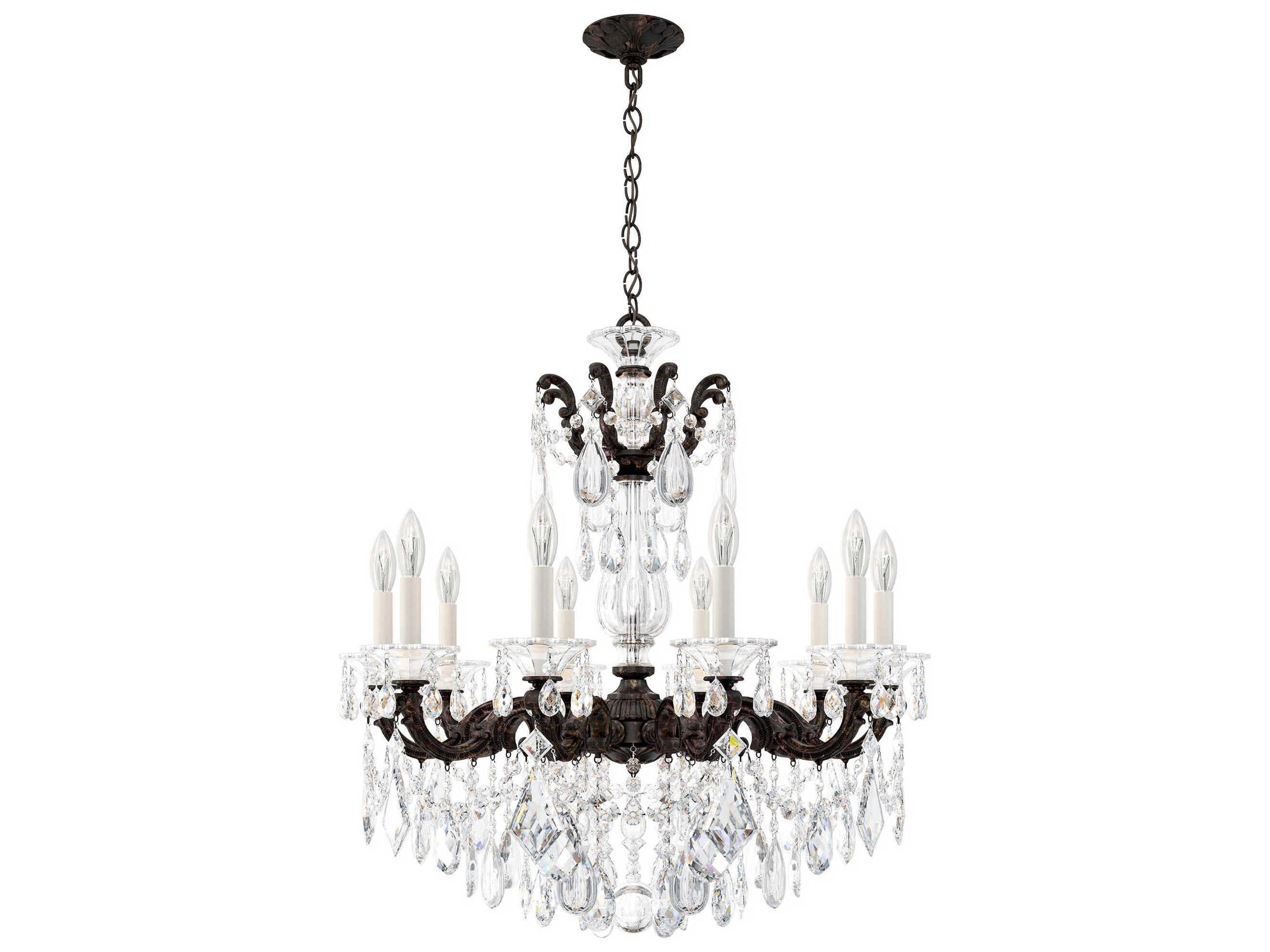Schonbek La Scala 10-Light Bronze Crystal Candelabra Chandelier