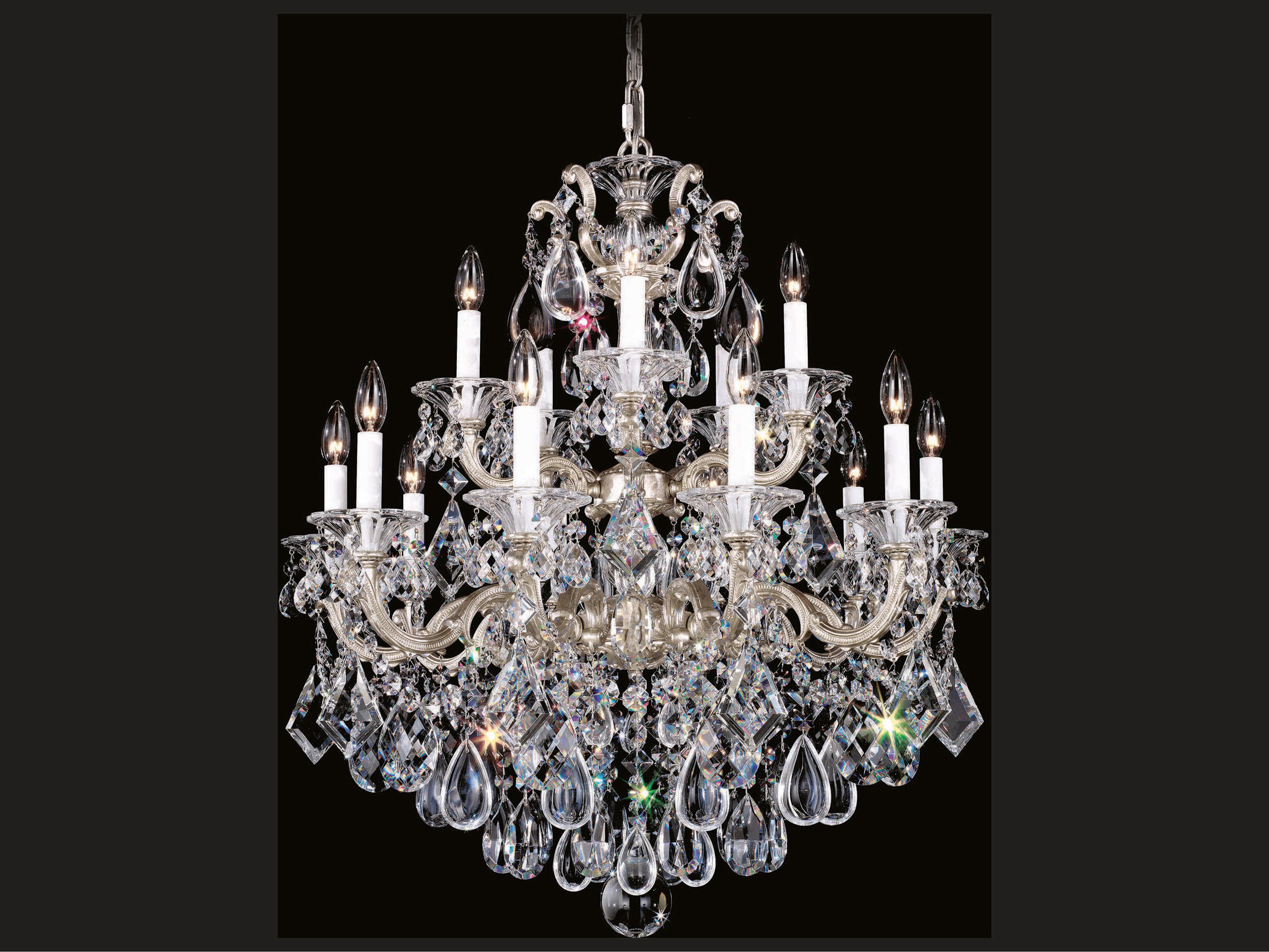 La Scala 15-Light Silver Crystal Candelabra Chandelier