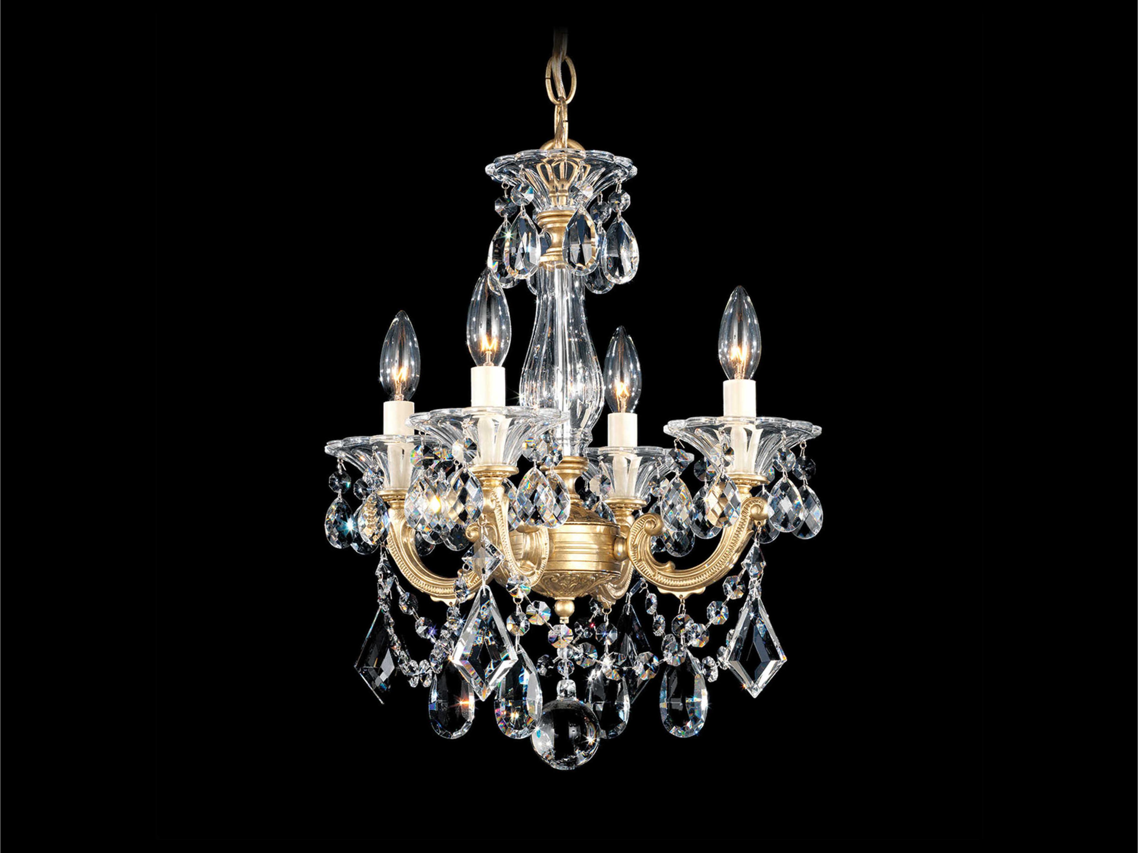 La Scala 4-Light Gold Crystal Candelabra Chandelier