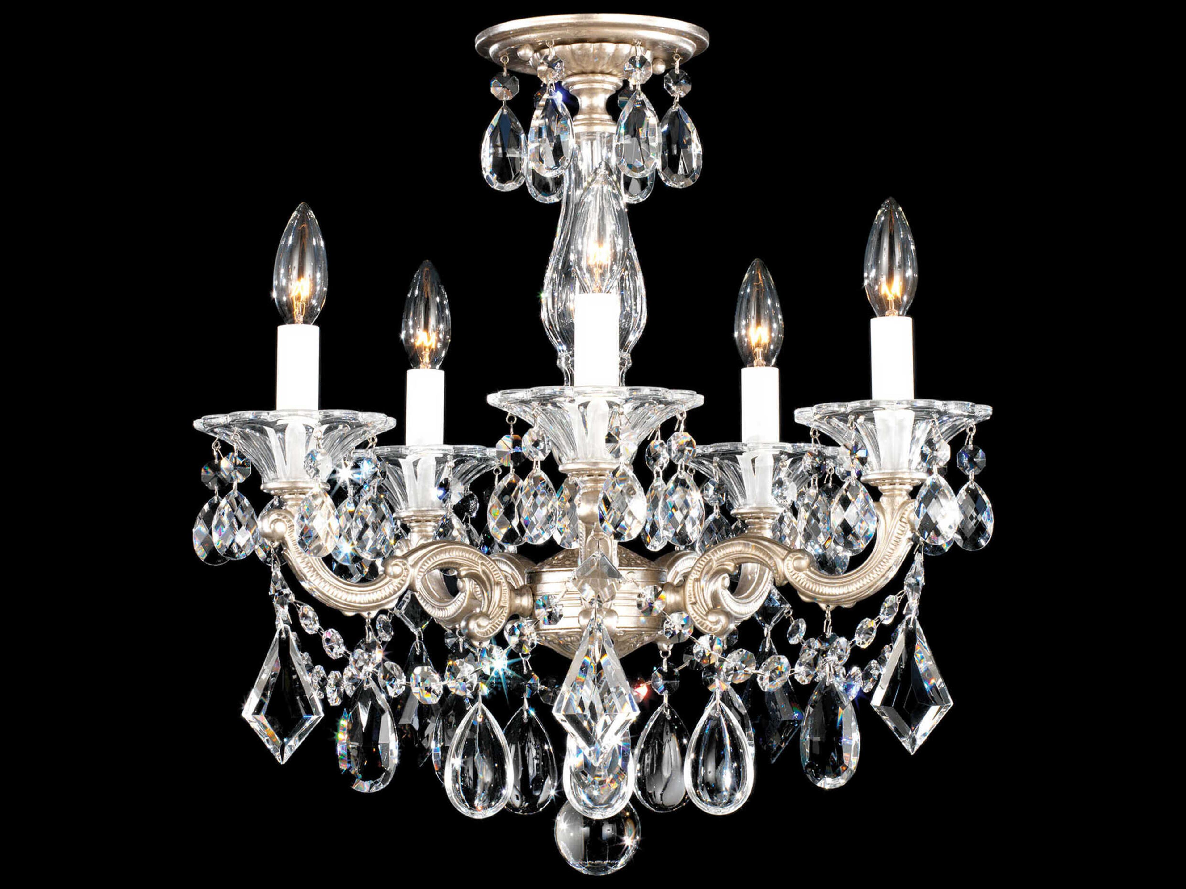 La Scala 5-Light Silver Crystal Candelabra Chandelier