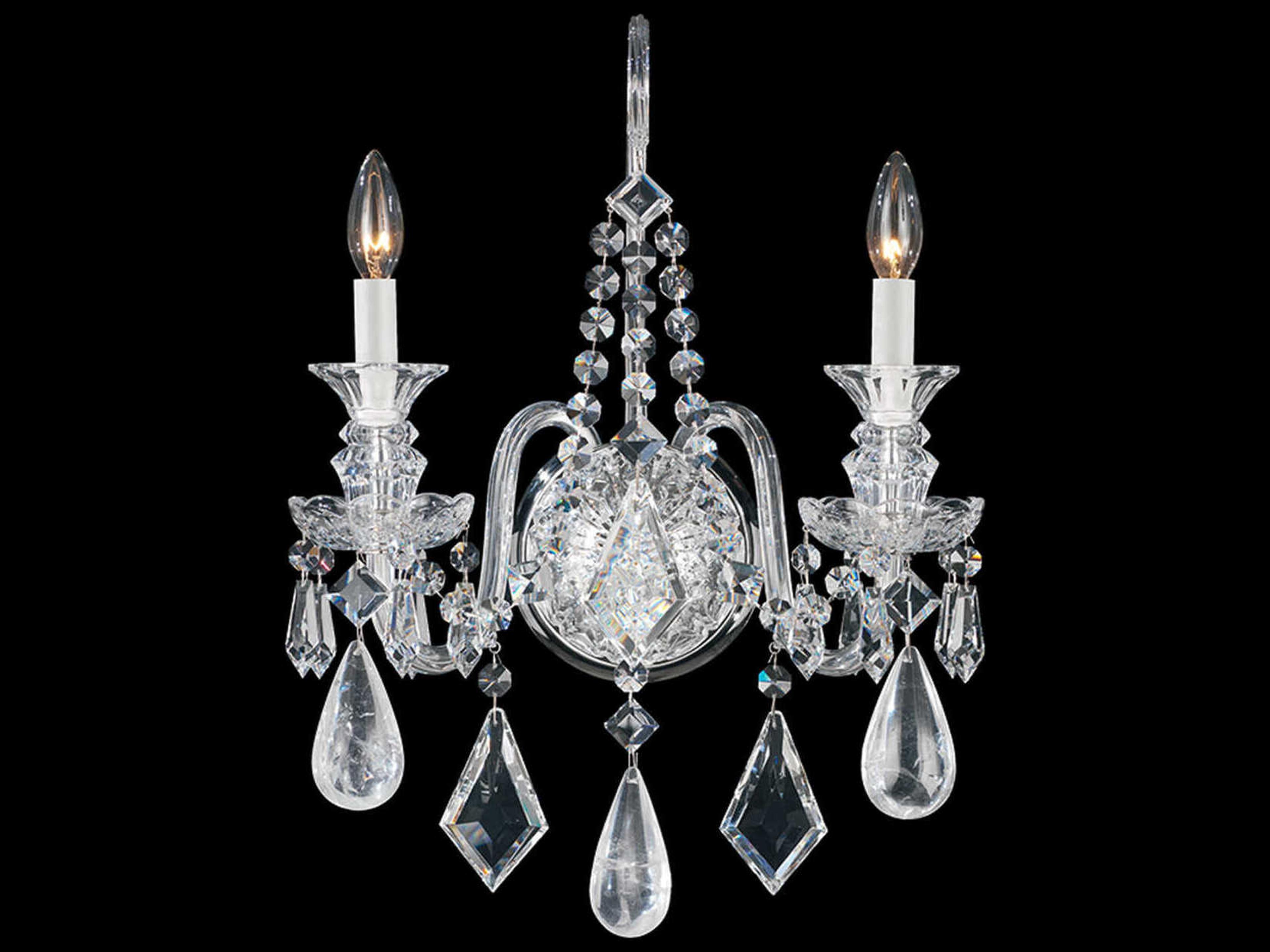 Hamilton Rock Crystal 2-Light Silver Wall Sconce