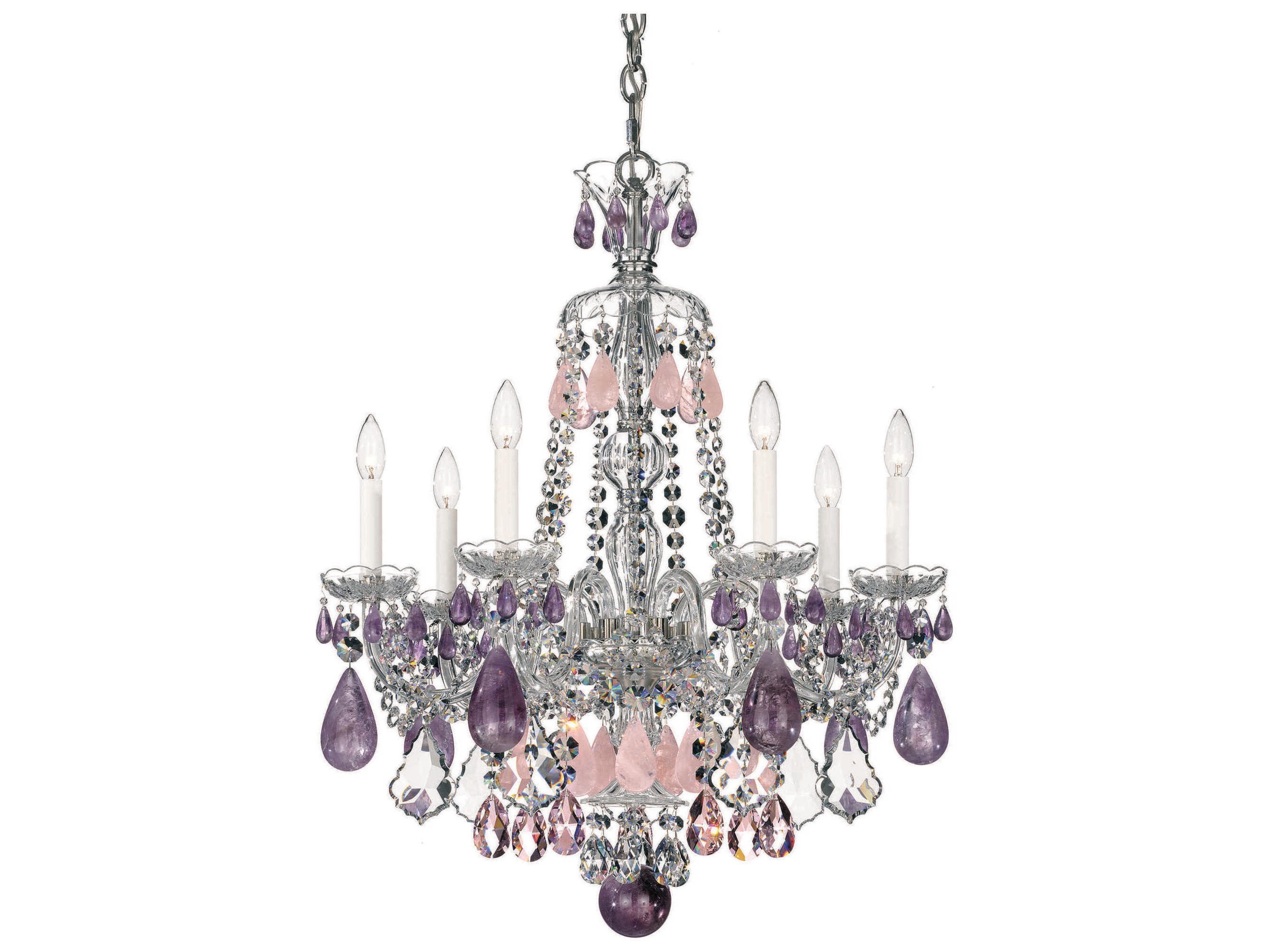 Hamilton Rock Crystal 7-Light Silver Candelabra Chandelier