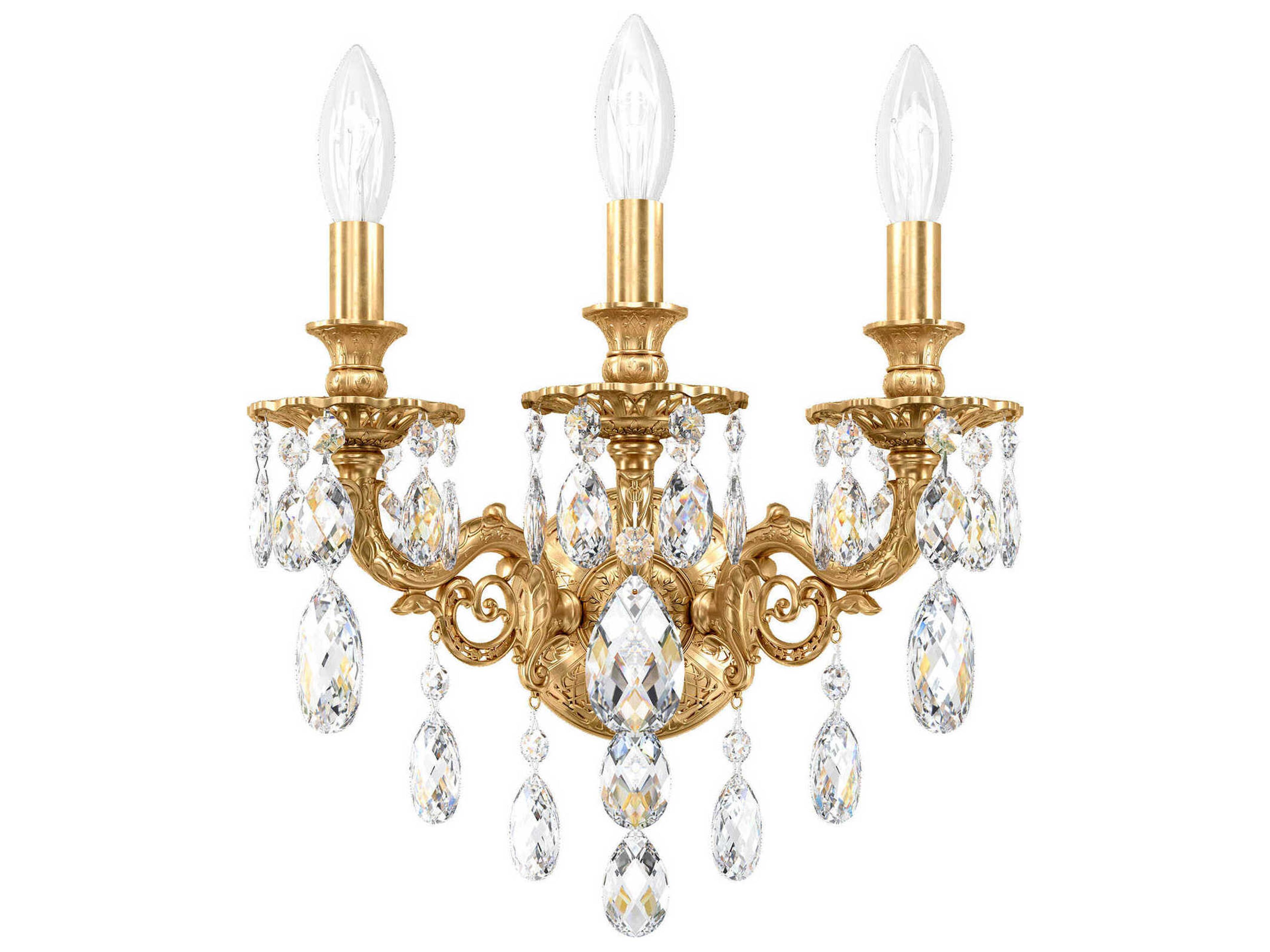 Milano 3-Light Gold Crystal Wall Sconce