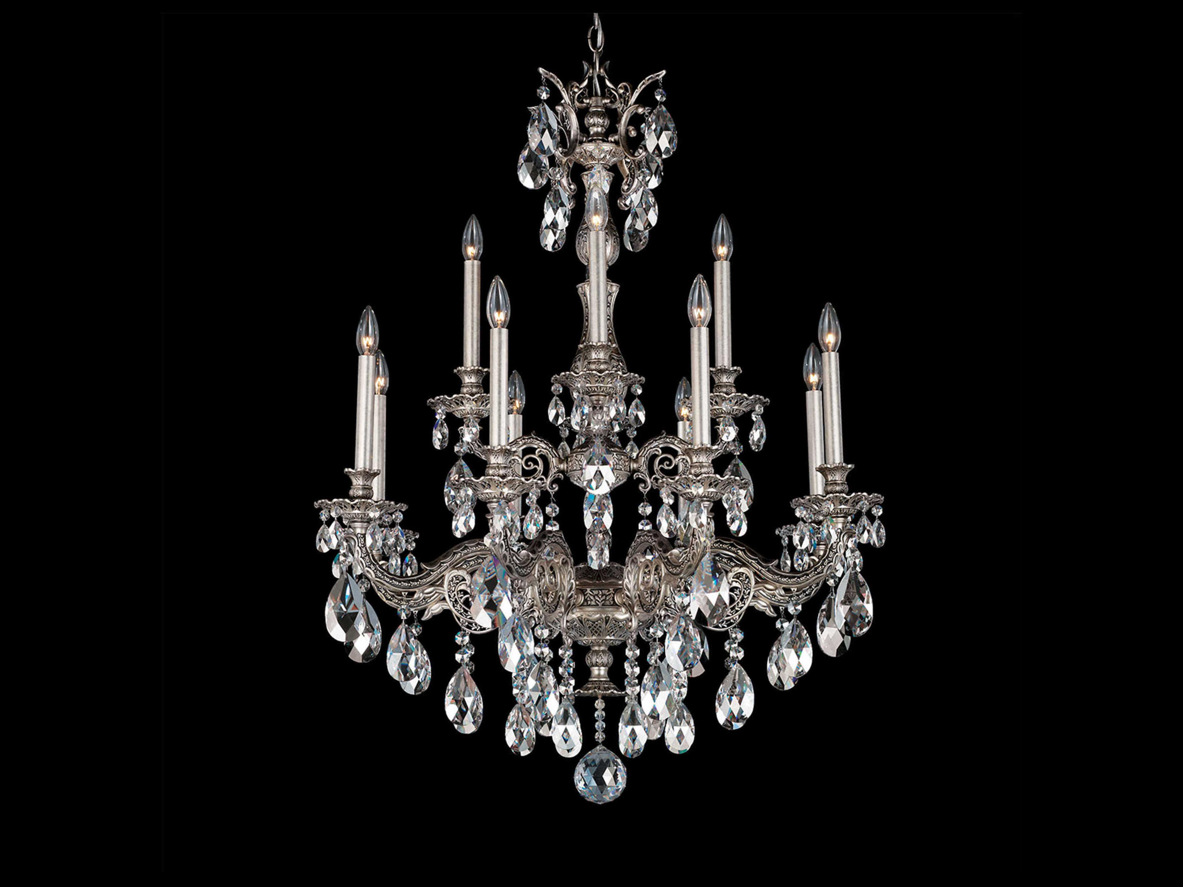 Milano 12-Light Silver Crystal Candelabra Chandelier