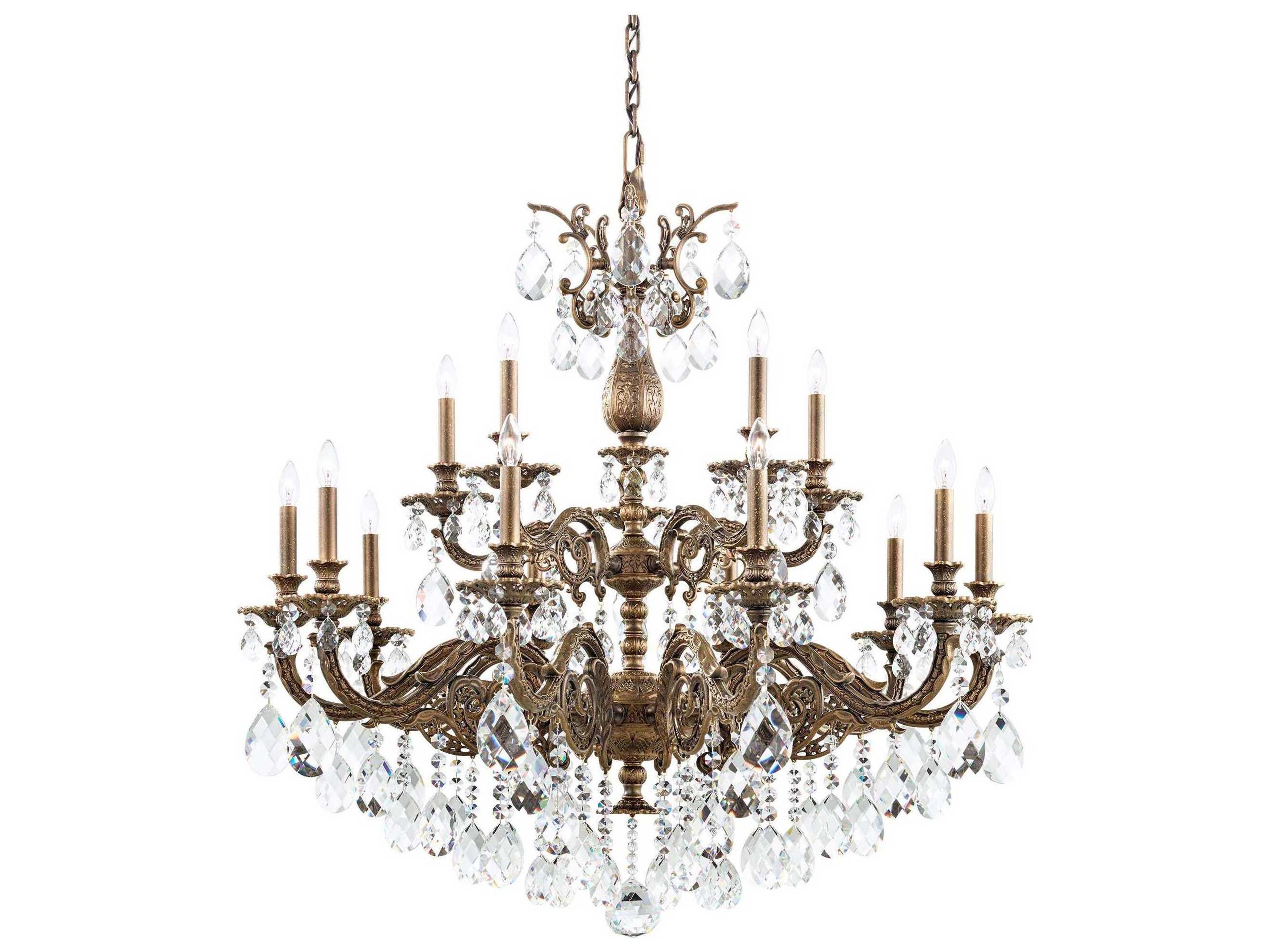 Milano 15-Light Gold Crystal Candelabra Chandelier