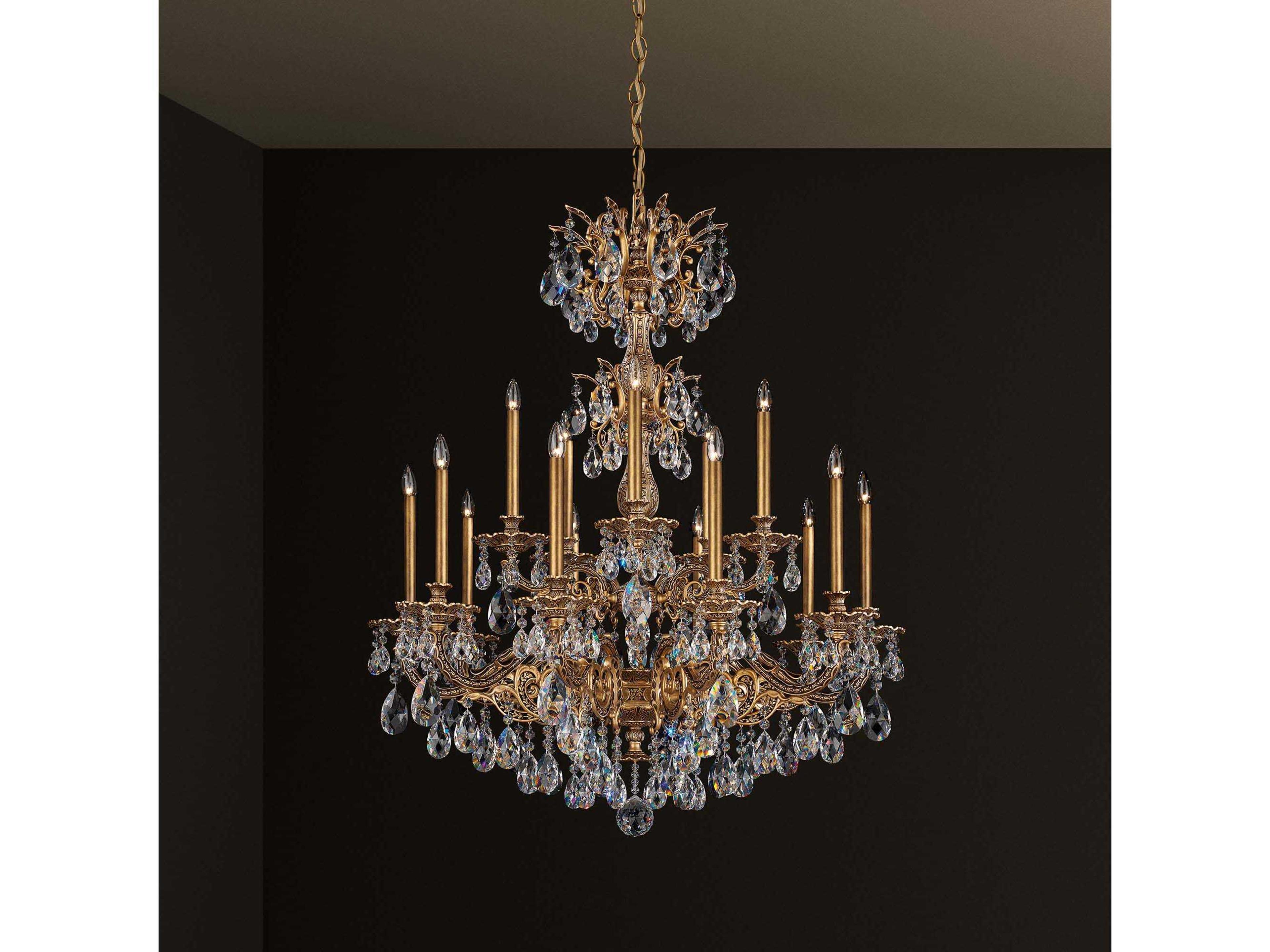 Schonbek Milano 15-Light Gold Crystal Candelabra Chandelier