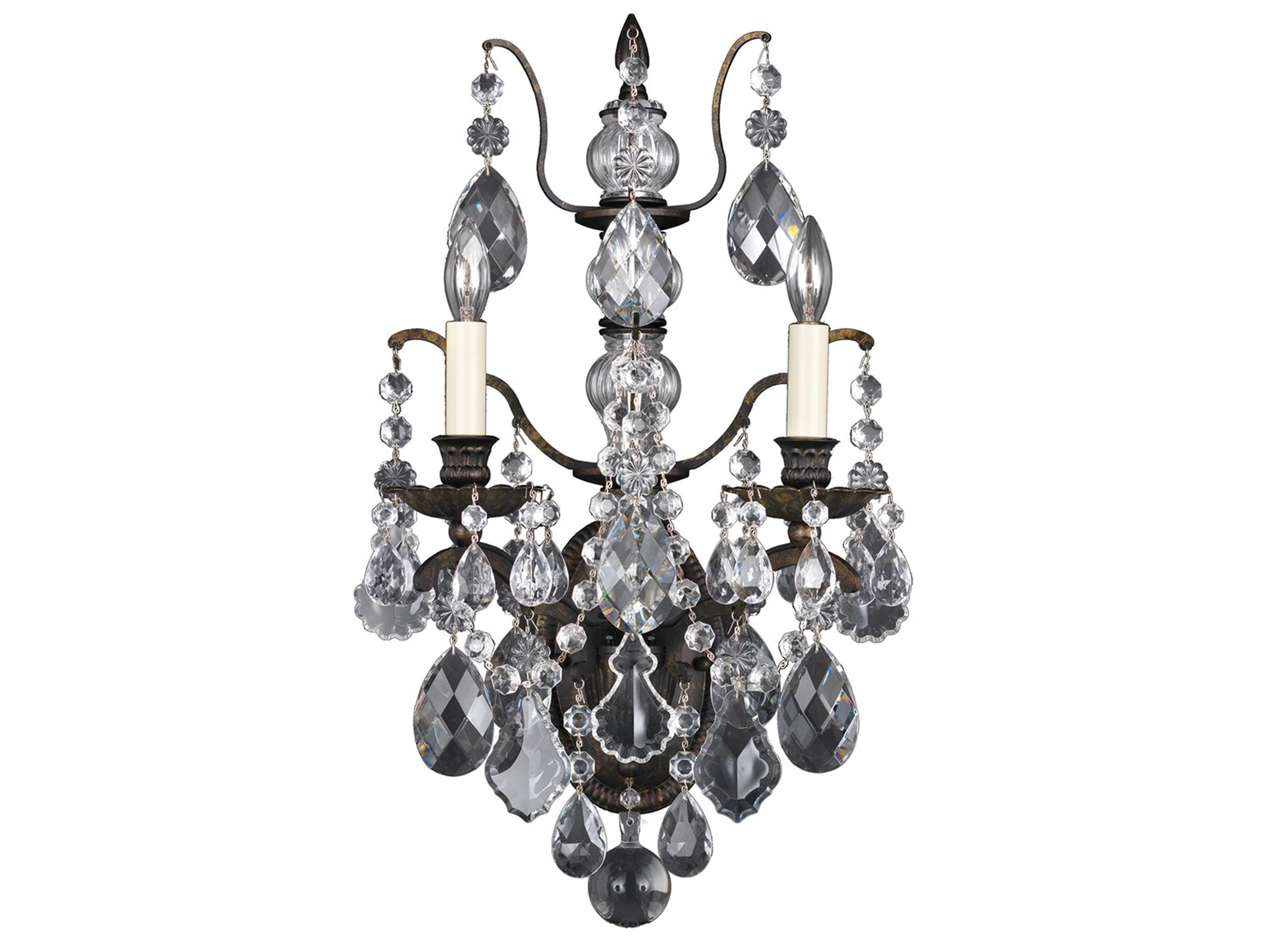 Bordeaux 2-Light Bronze Crystal Wall Sconce