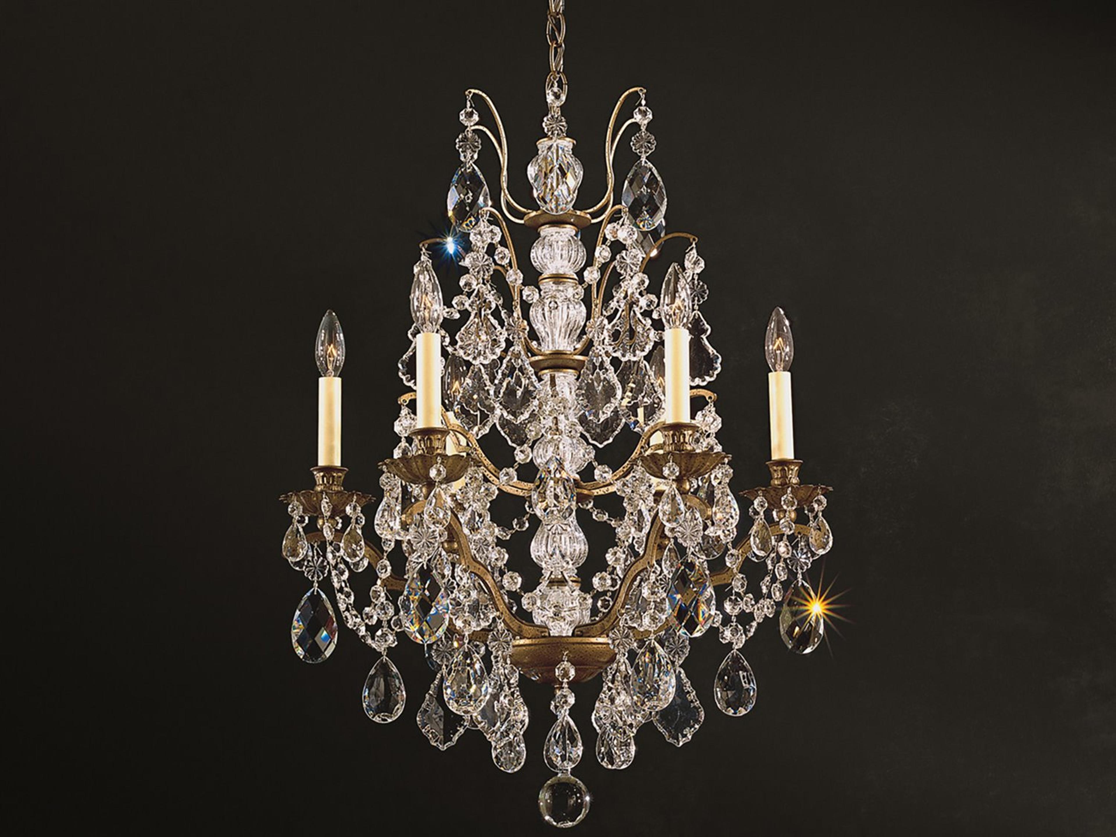 Schonbek Bordeaux 6-Light Gold Crystal Candelabra Chandelier