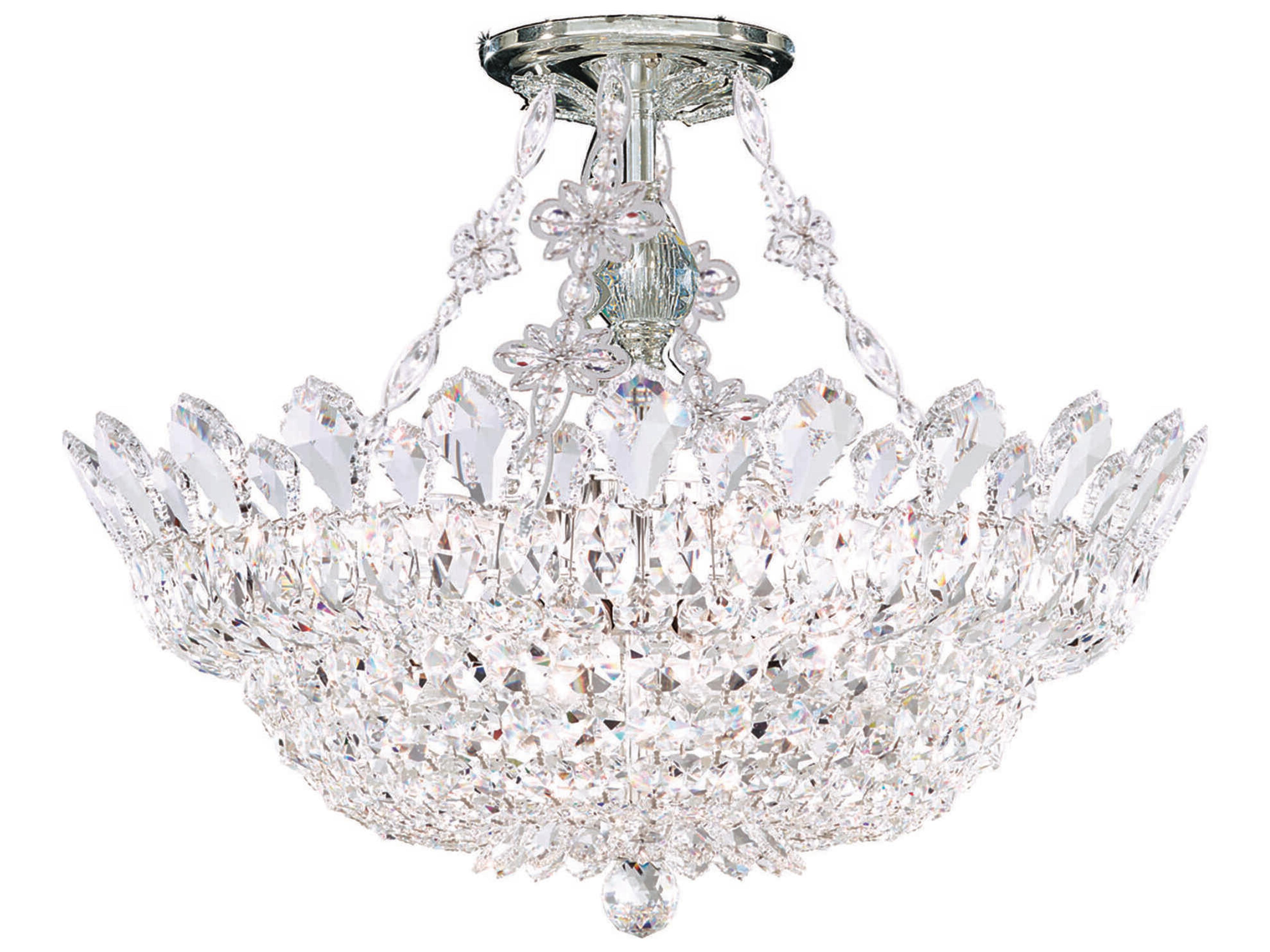Trilliane 8-Light Silver Crystal Bowl Semi Flush Mount