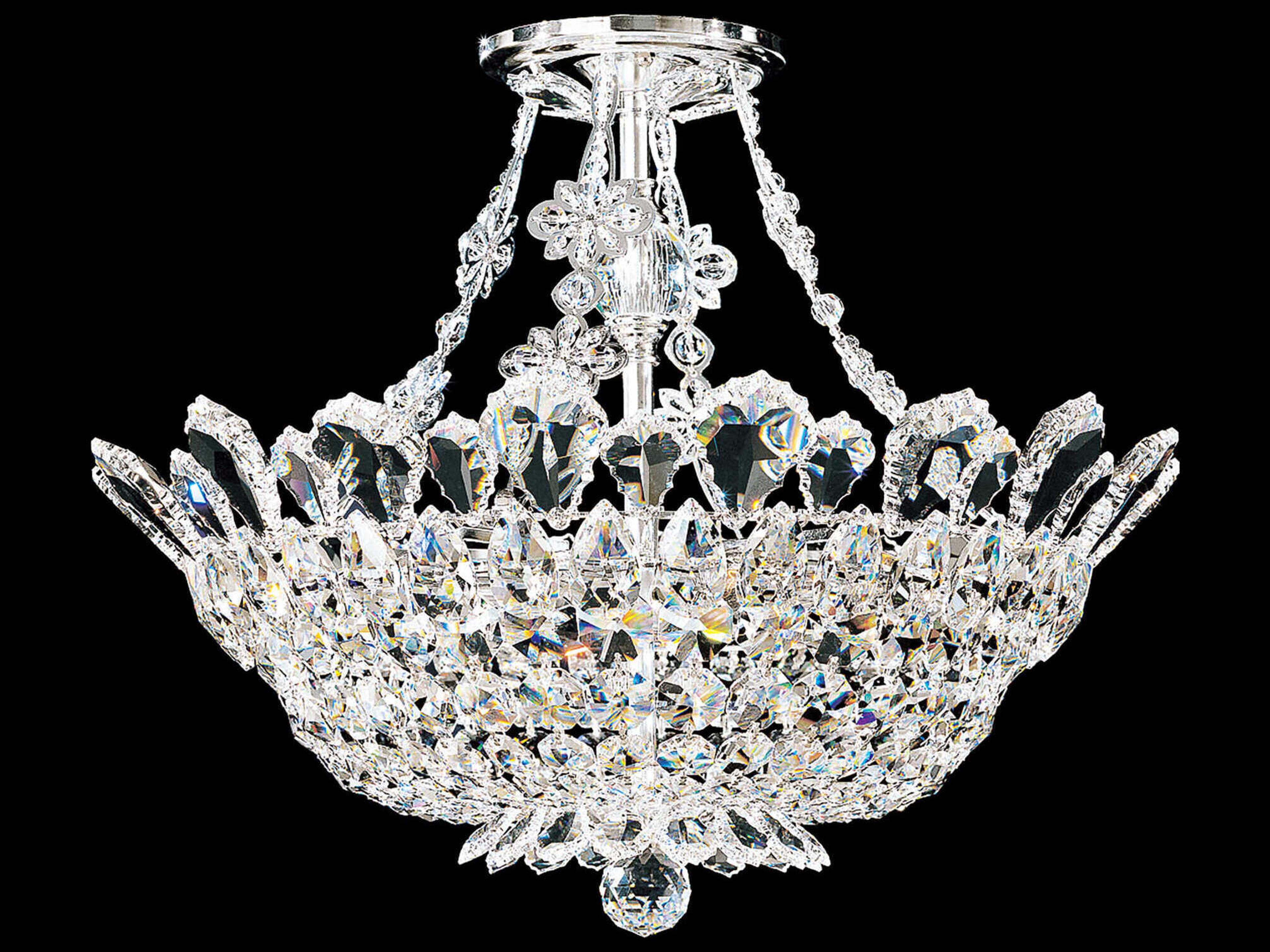 Schonbek Trilliane 8-Light Silver Crystal Bowl Semi Flush Mount