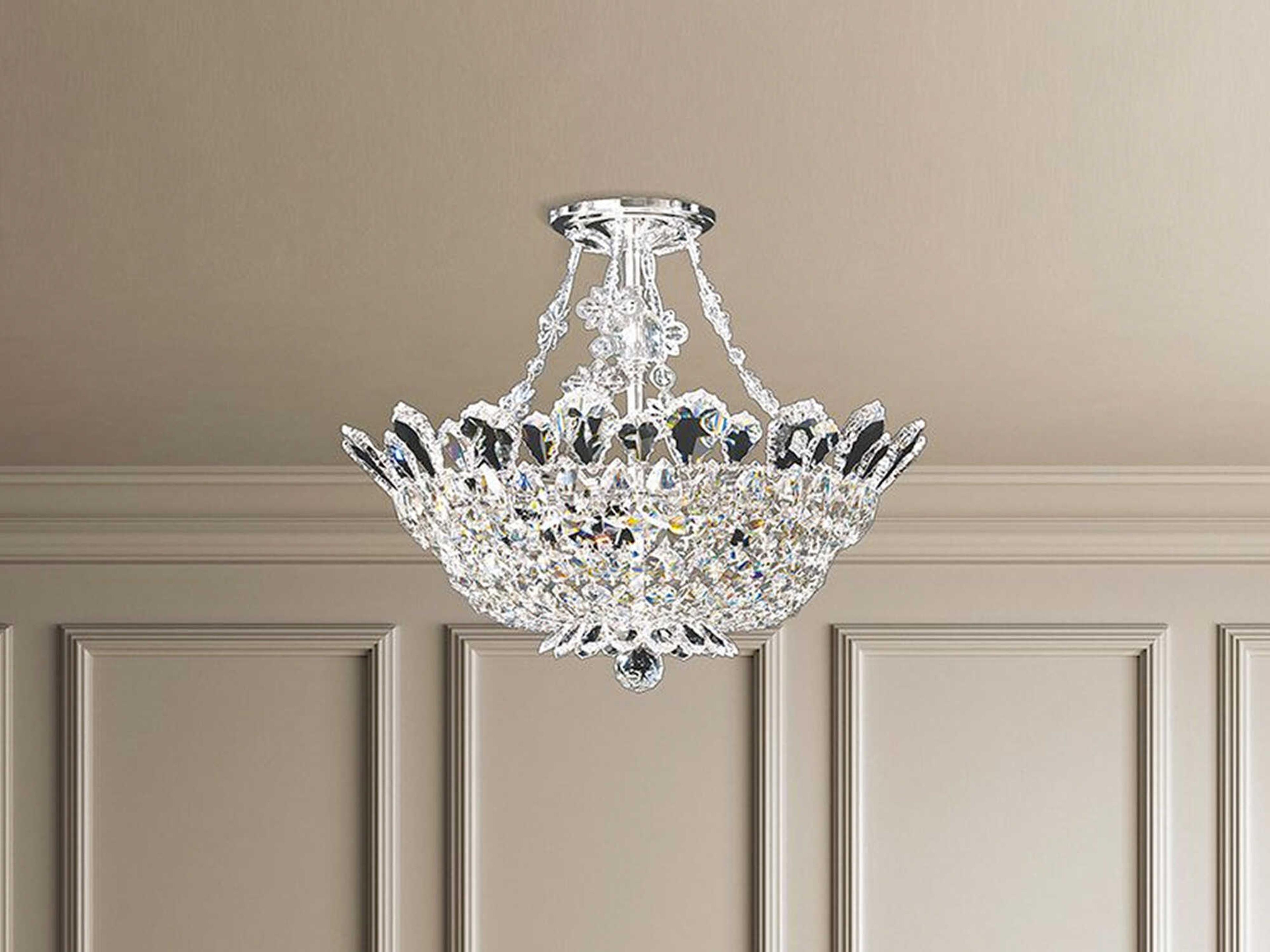 Schonbek Trilliane 8-Light Silver Crystal Bowl Semi Flush Mount