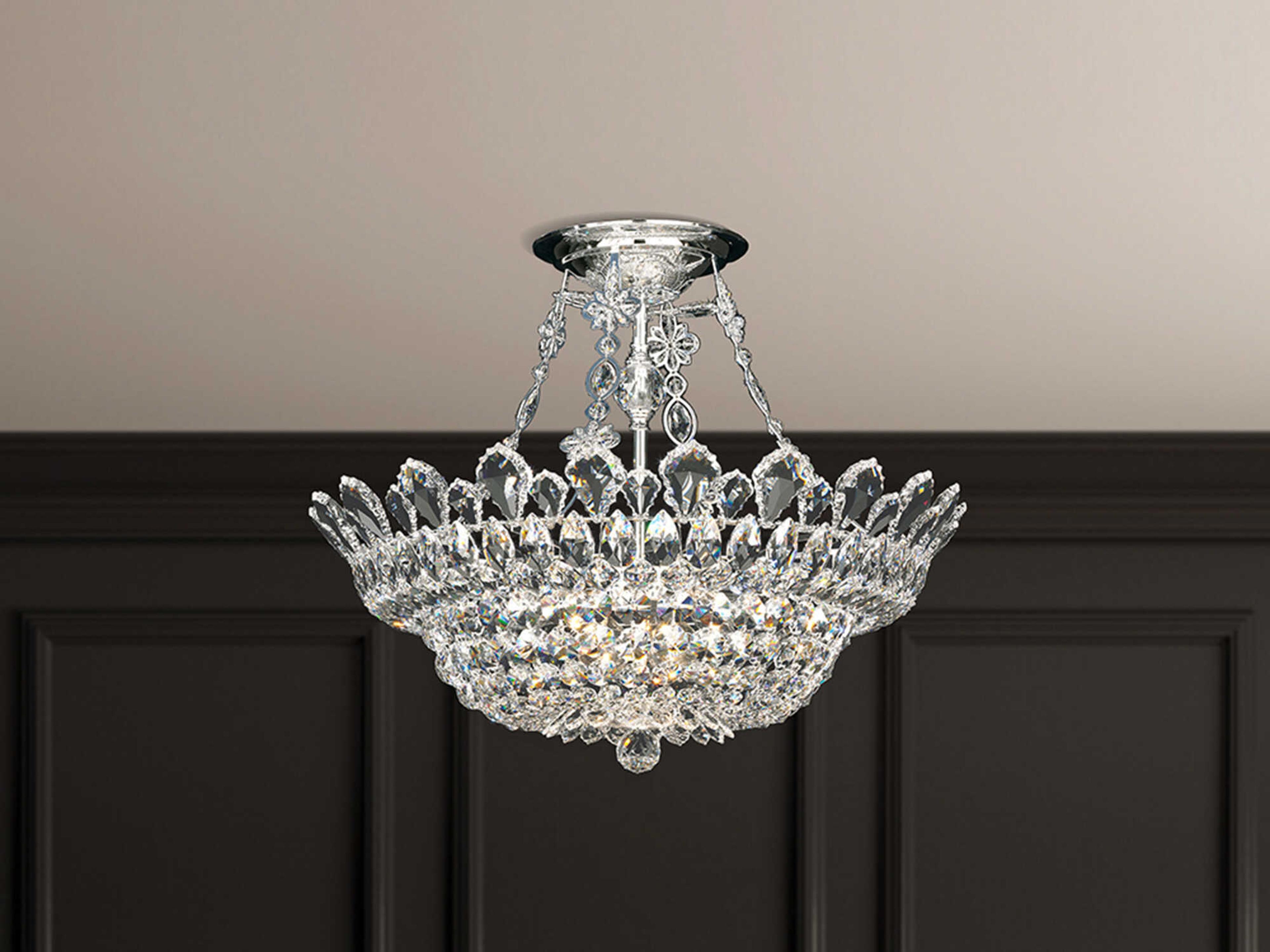Schonbek Trilliane 10-Light Silver Crystal Bowl Semi Flush Mount