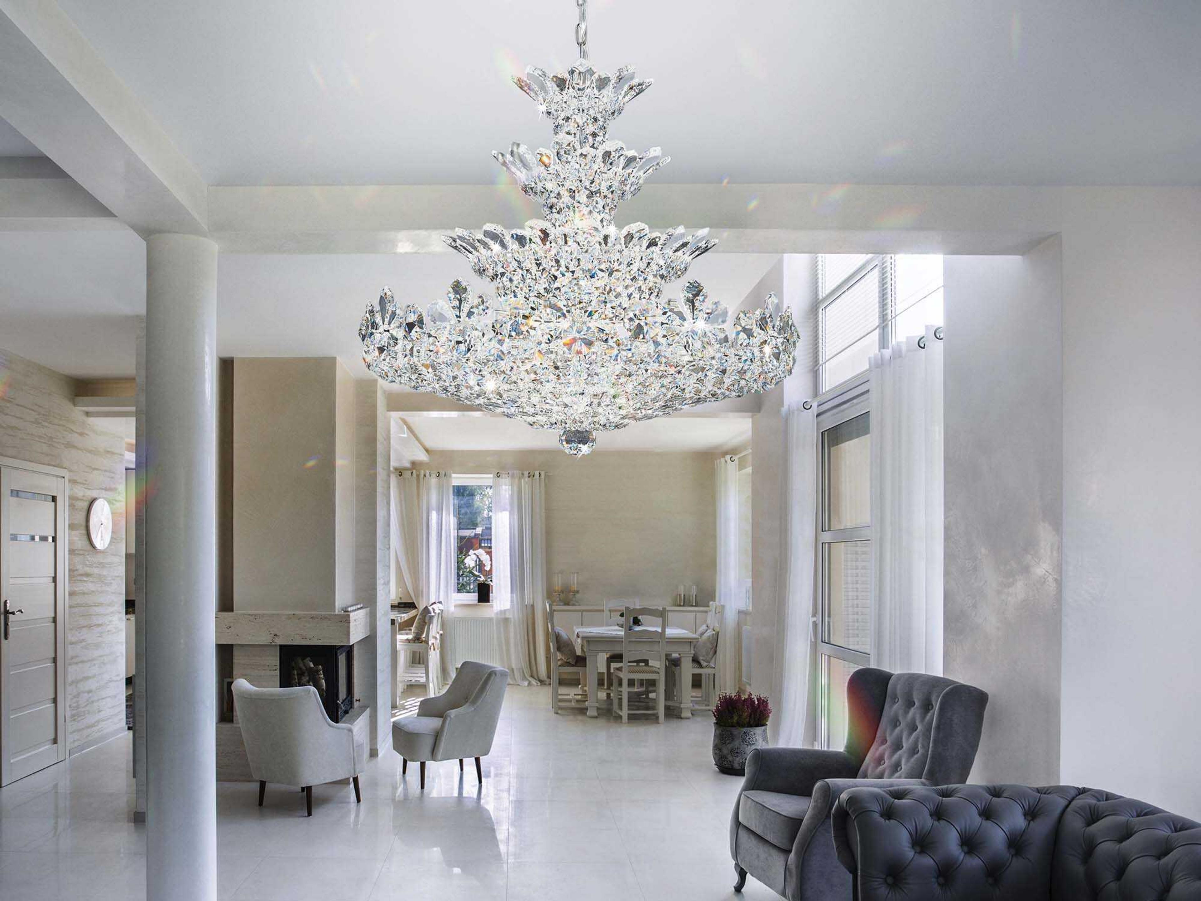 Schonbek Trilliane 30-Light Stainless Steel Silver Candelabra Chandelier