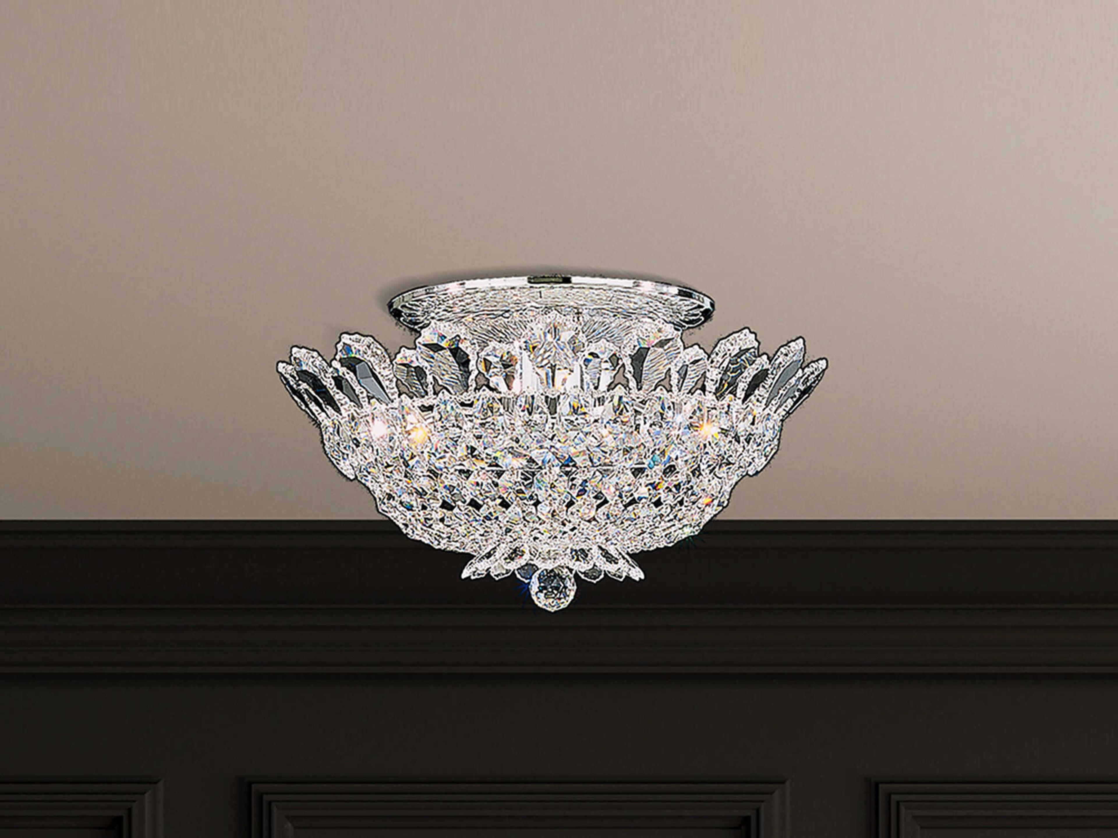 Schonbek Trilliane 8-Light Silver Crystal Bowl Flush Mount