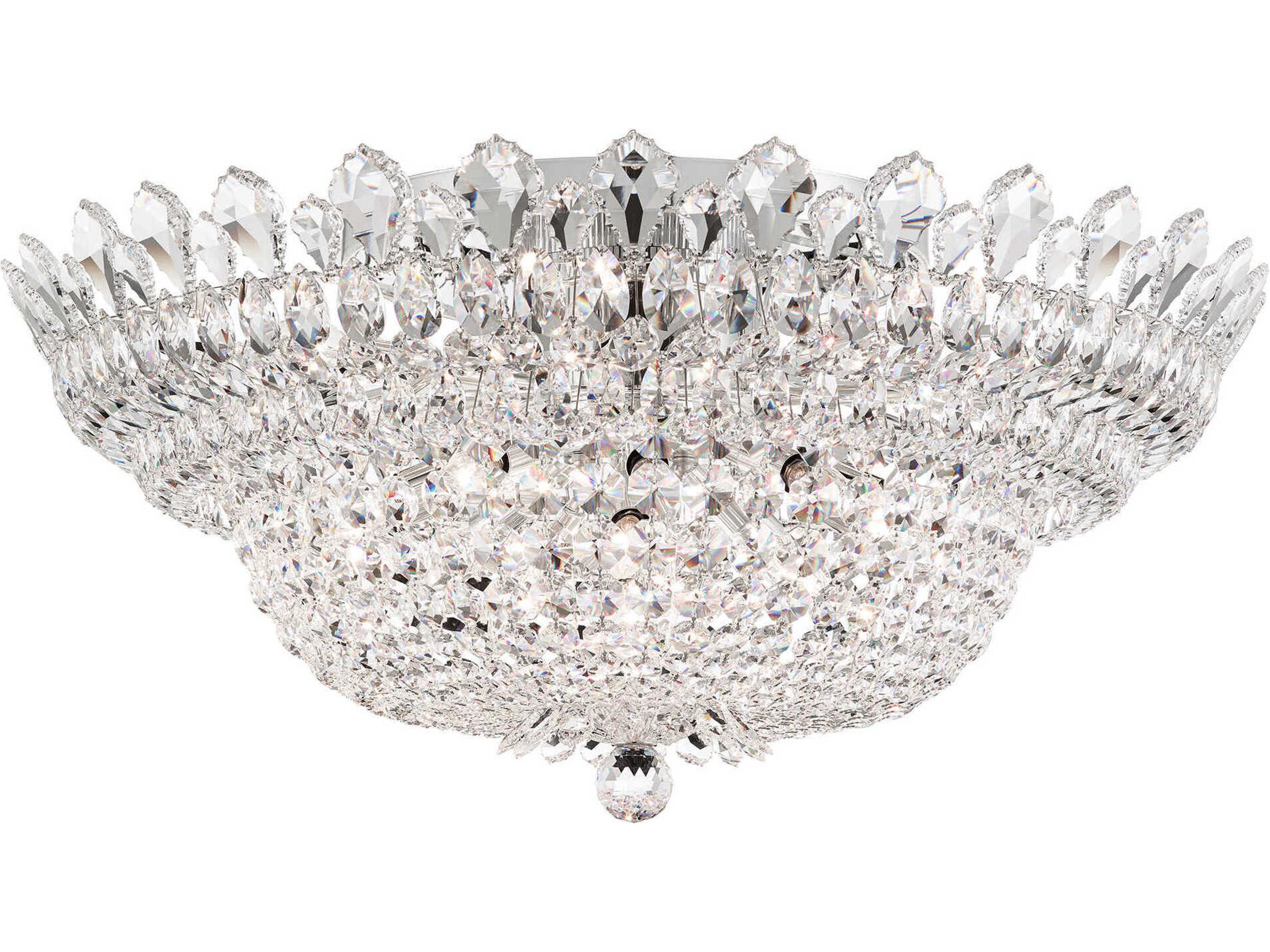 Trilliane 23-Light Silver Crystal Bowl Flush Mount