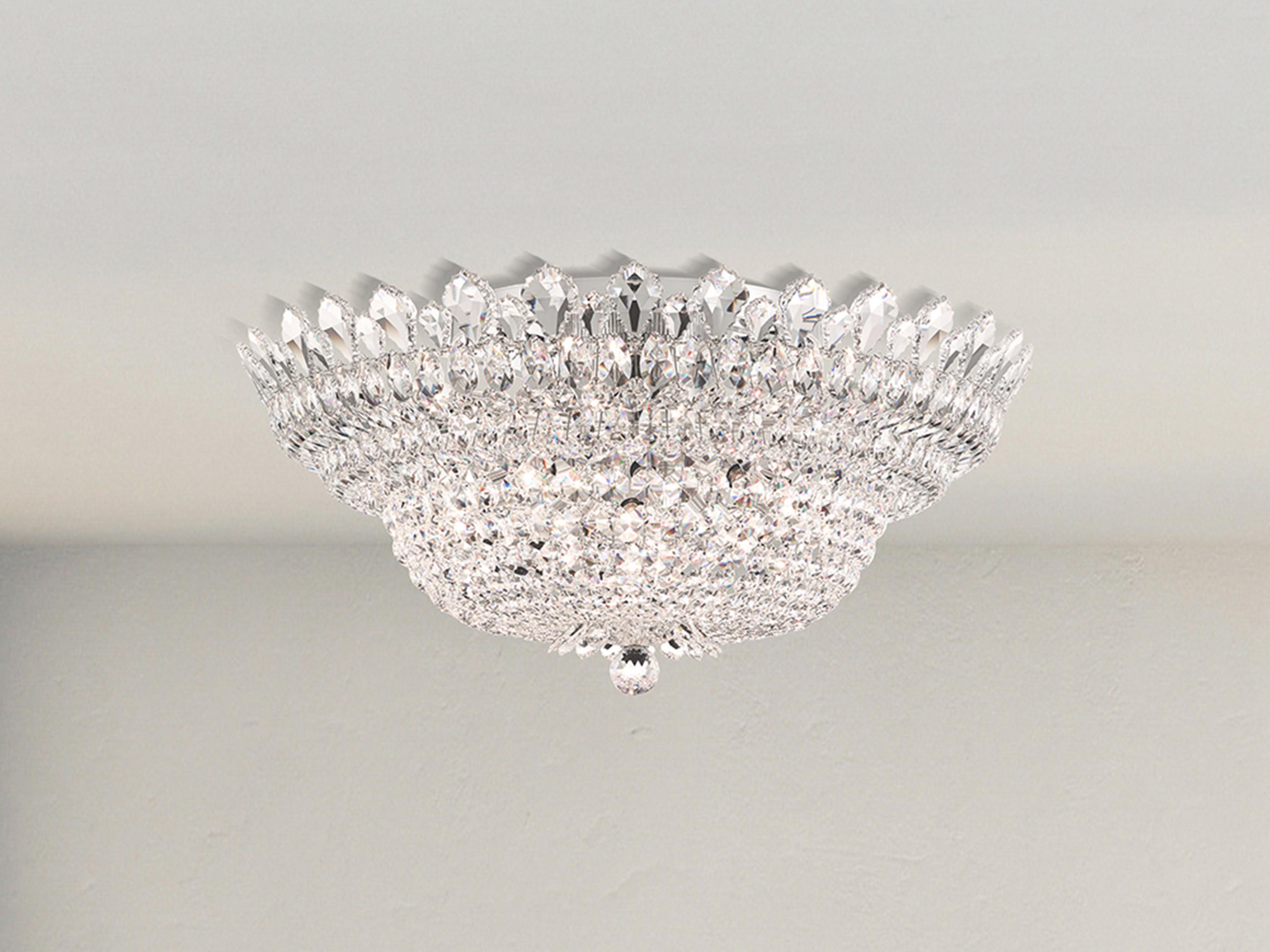 Schonbek Trilliane 23-Light Silver Crystal Bowl Flush Mount