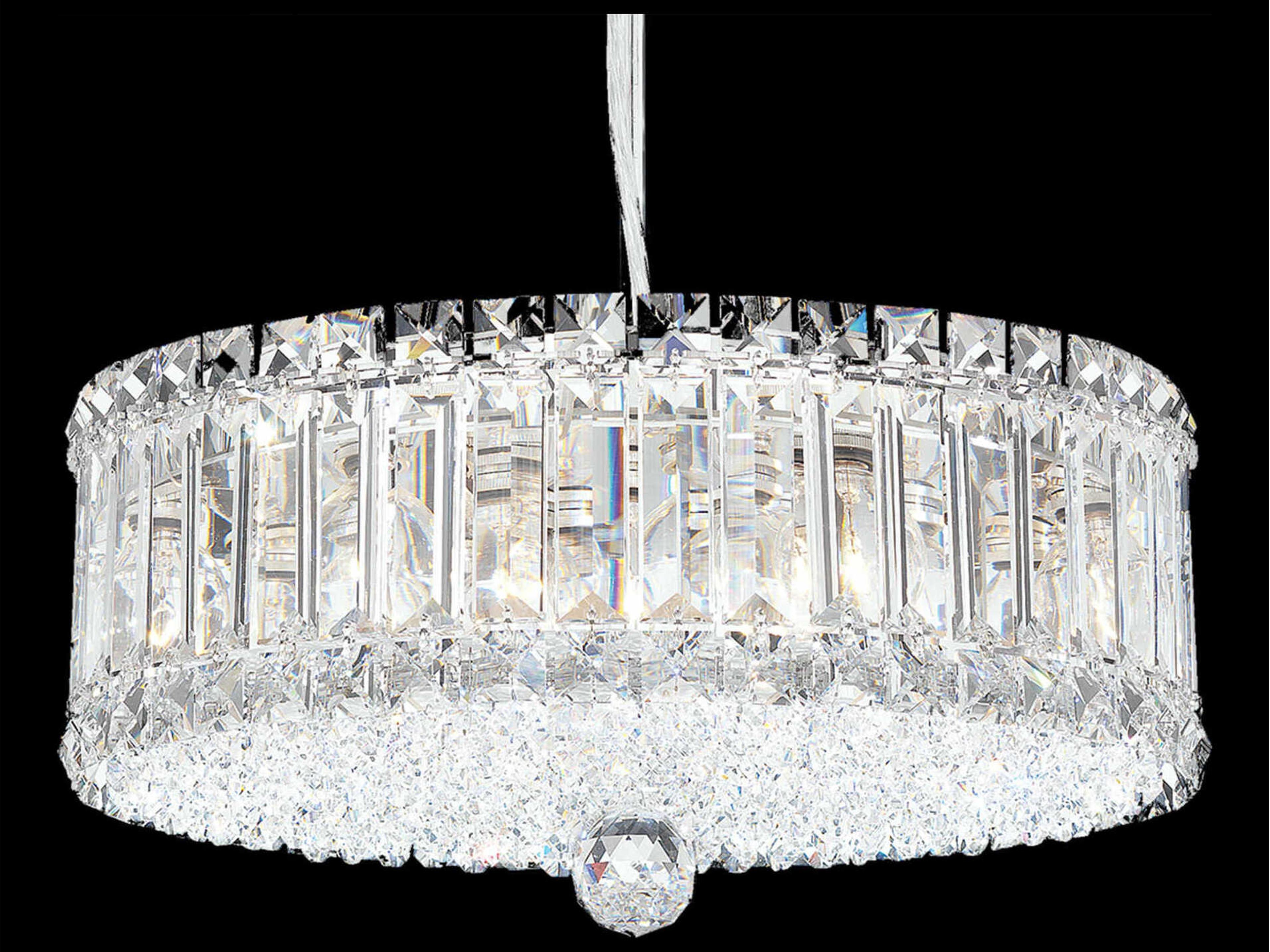 Schonbek Plaza 9-Light Stainless Steel Crystal Drum Pendant