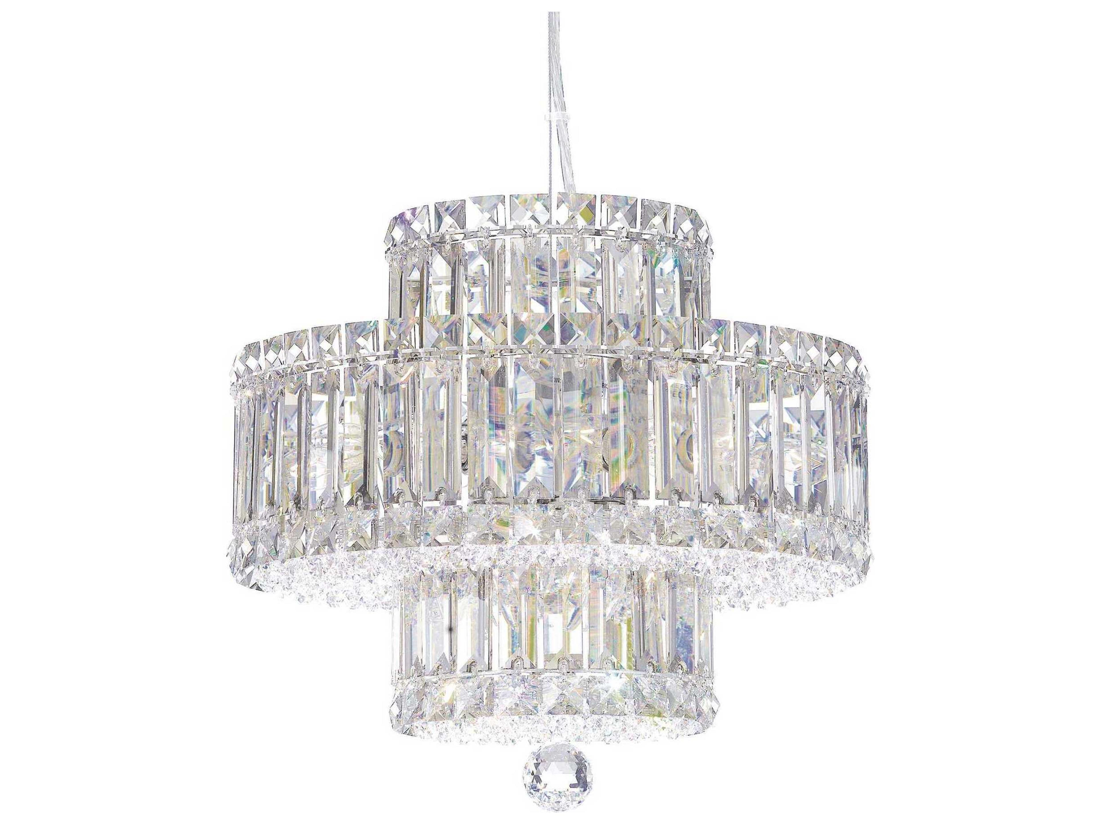 Plaza 9-Light Stainless Steel Crystal Tiered Pendant