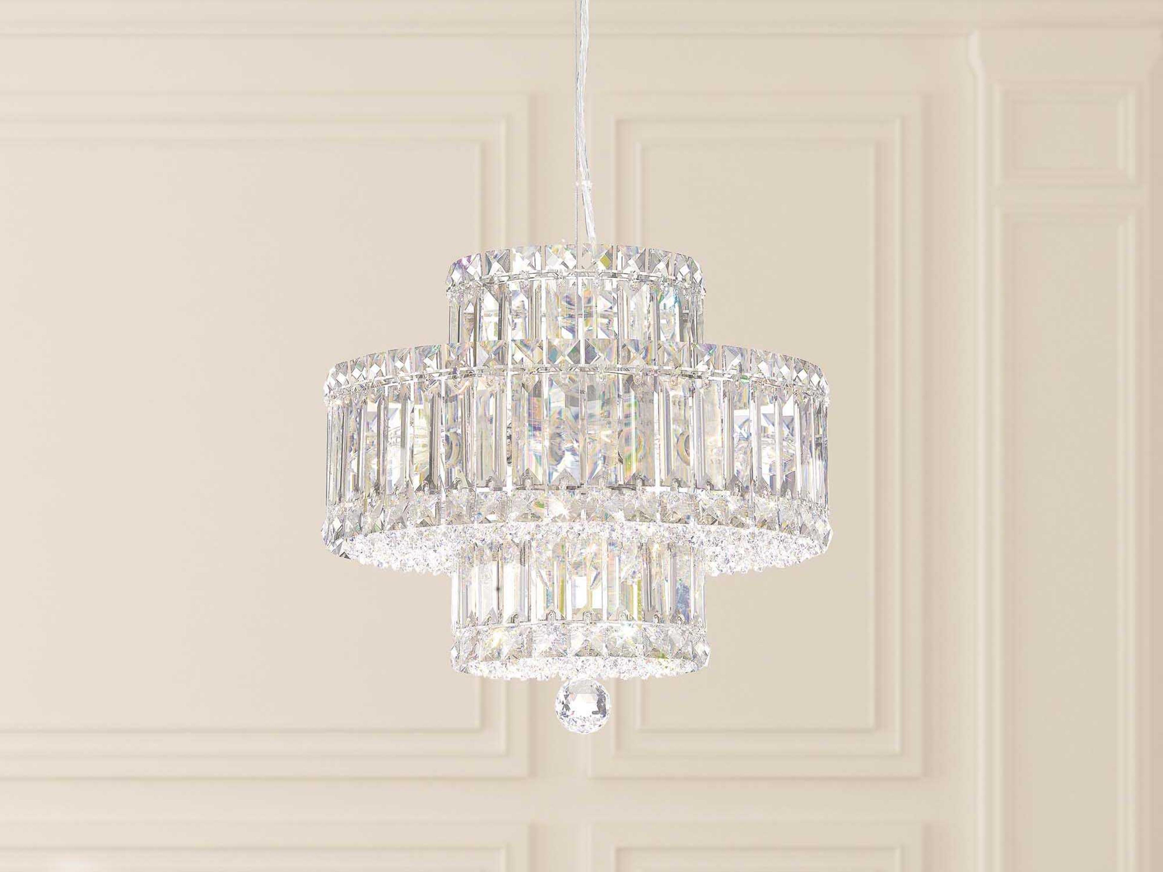 Schonbek Plaza 9-Light Stainless Steel Crystal Tiered Pendant