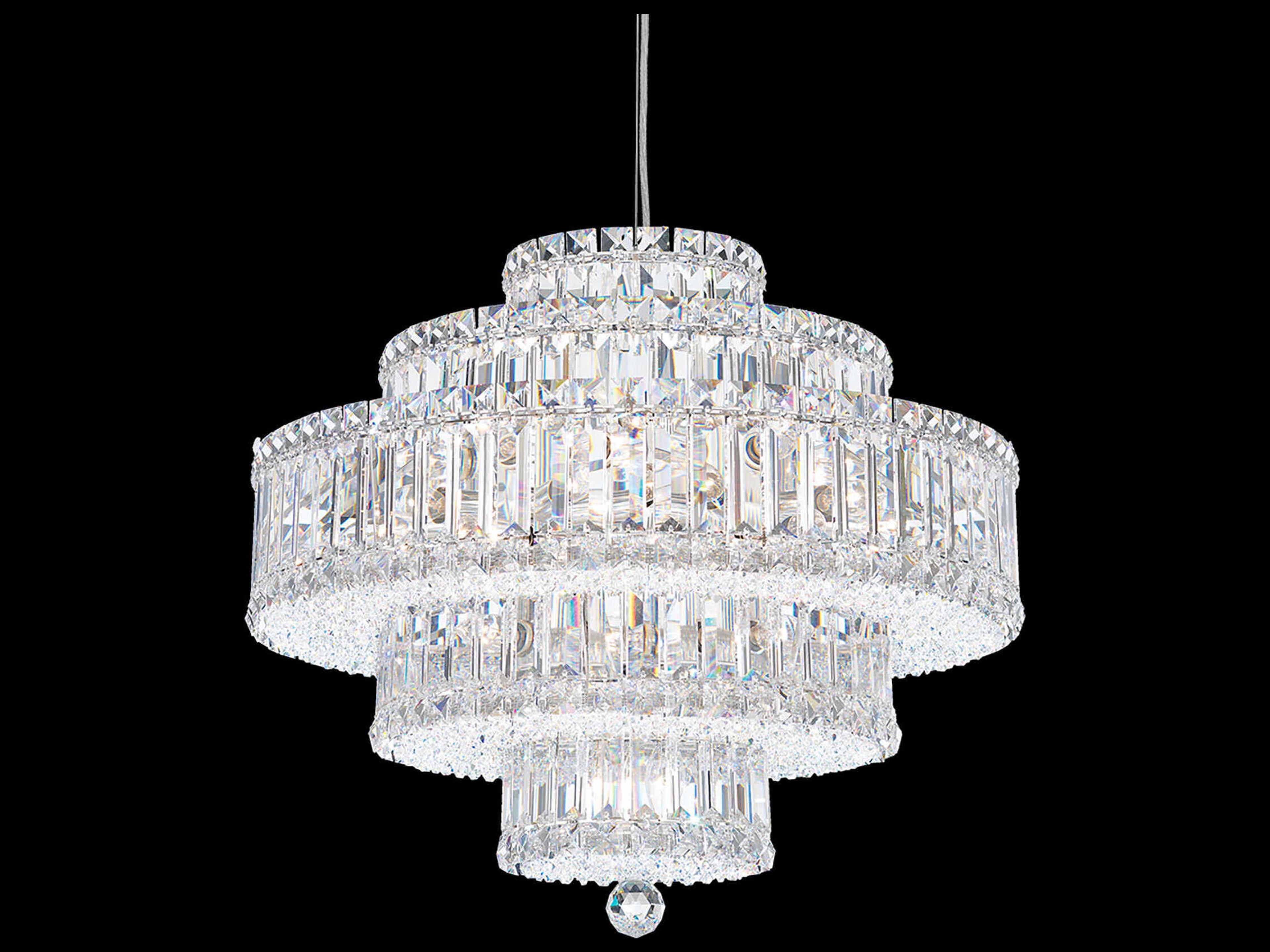 Schonbek Plaza 22-Light Stainless Steel Crystal Tiered Pendant