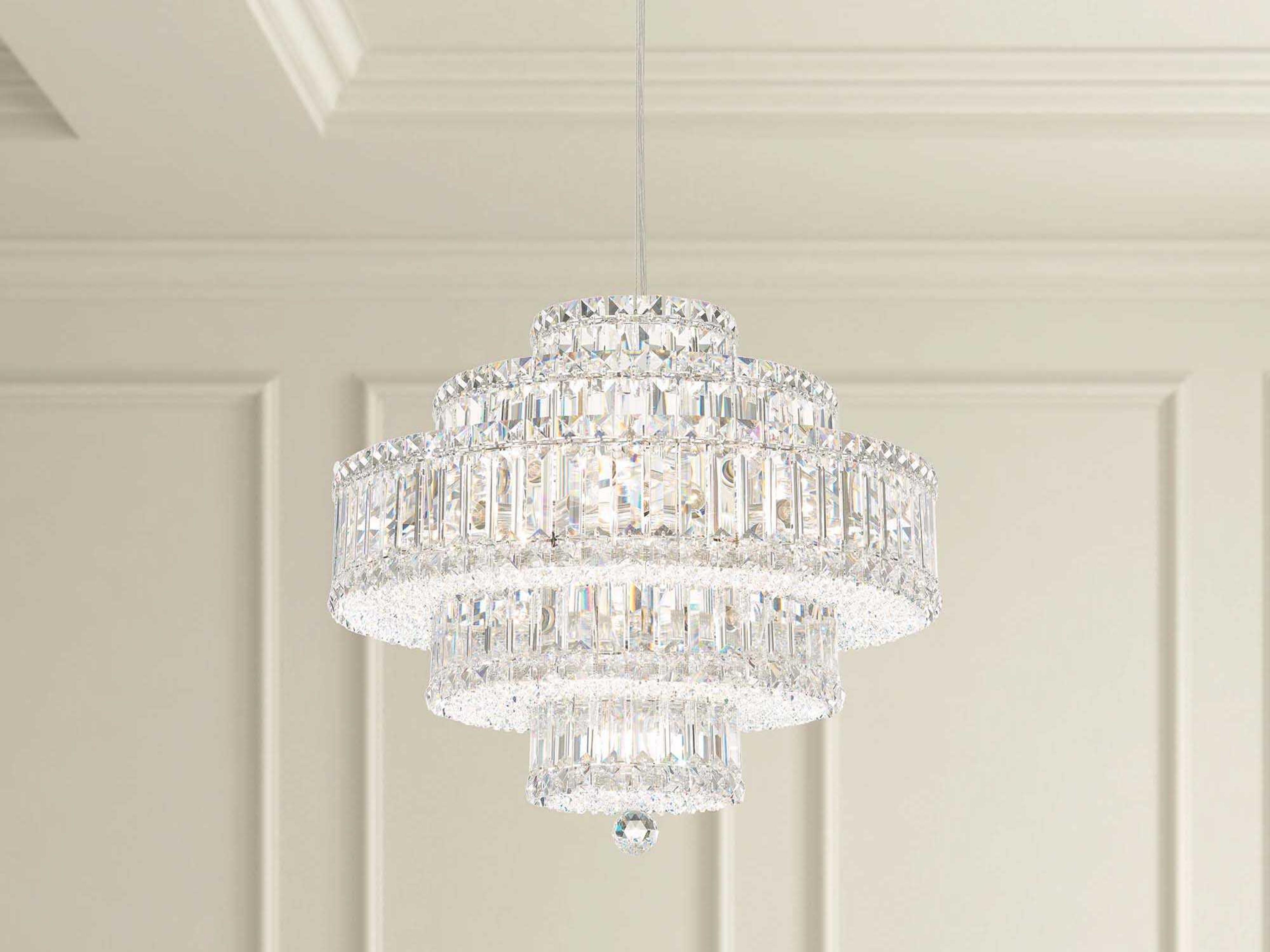 Schonbek Plaza 22-Light Stainless Steel Crystal Tiered Pendant
