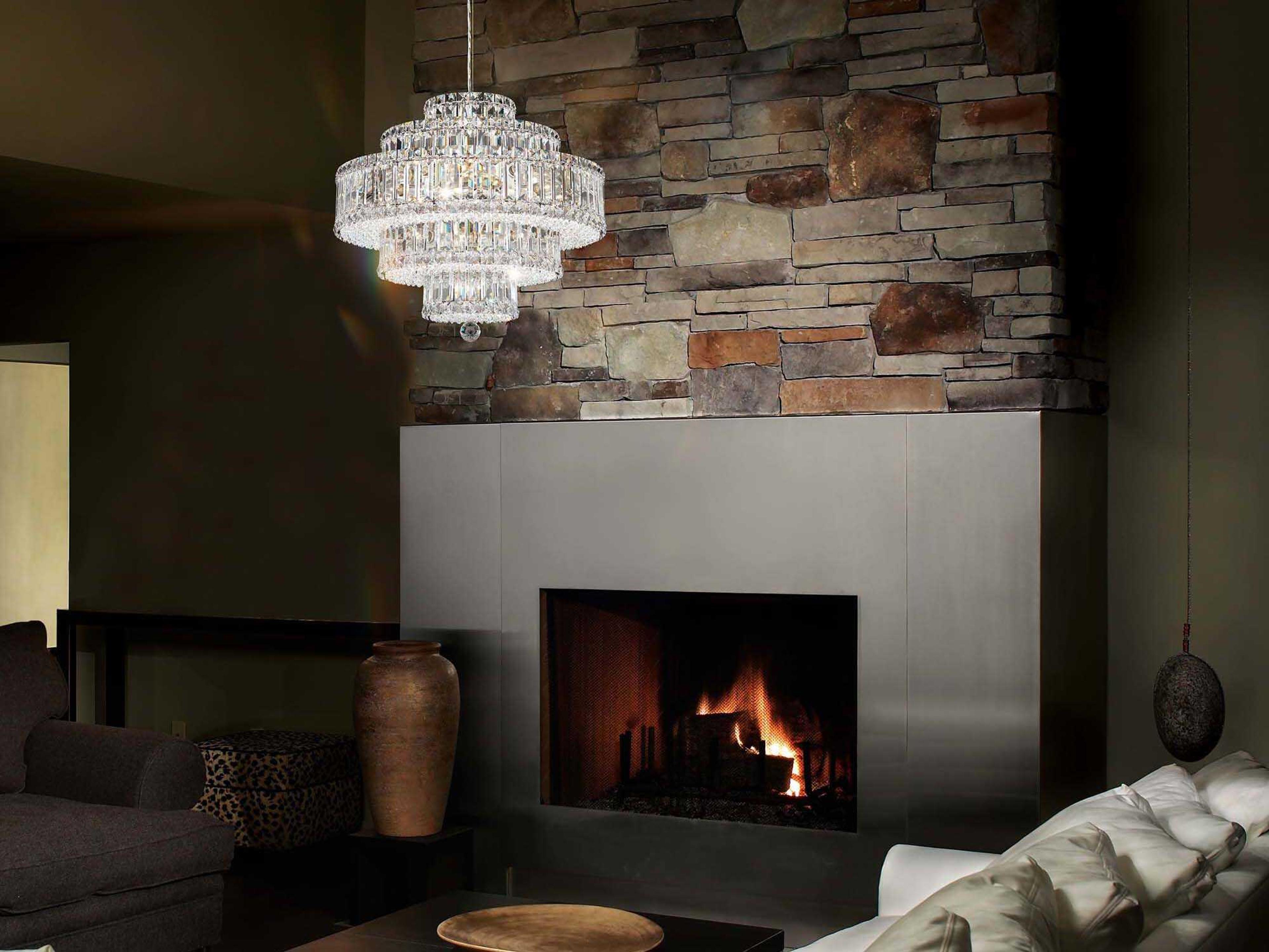 Schonbek Plaza 22-Light Stainless Steel Crystal Tiered Pendant