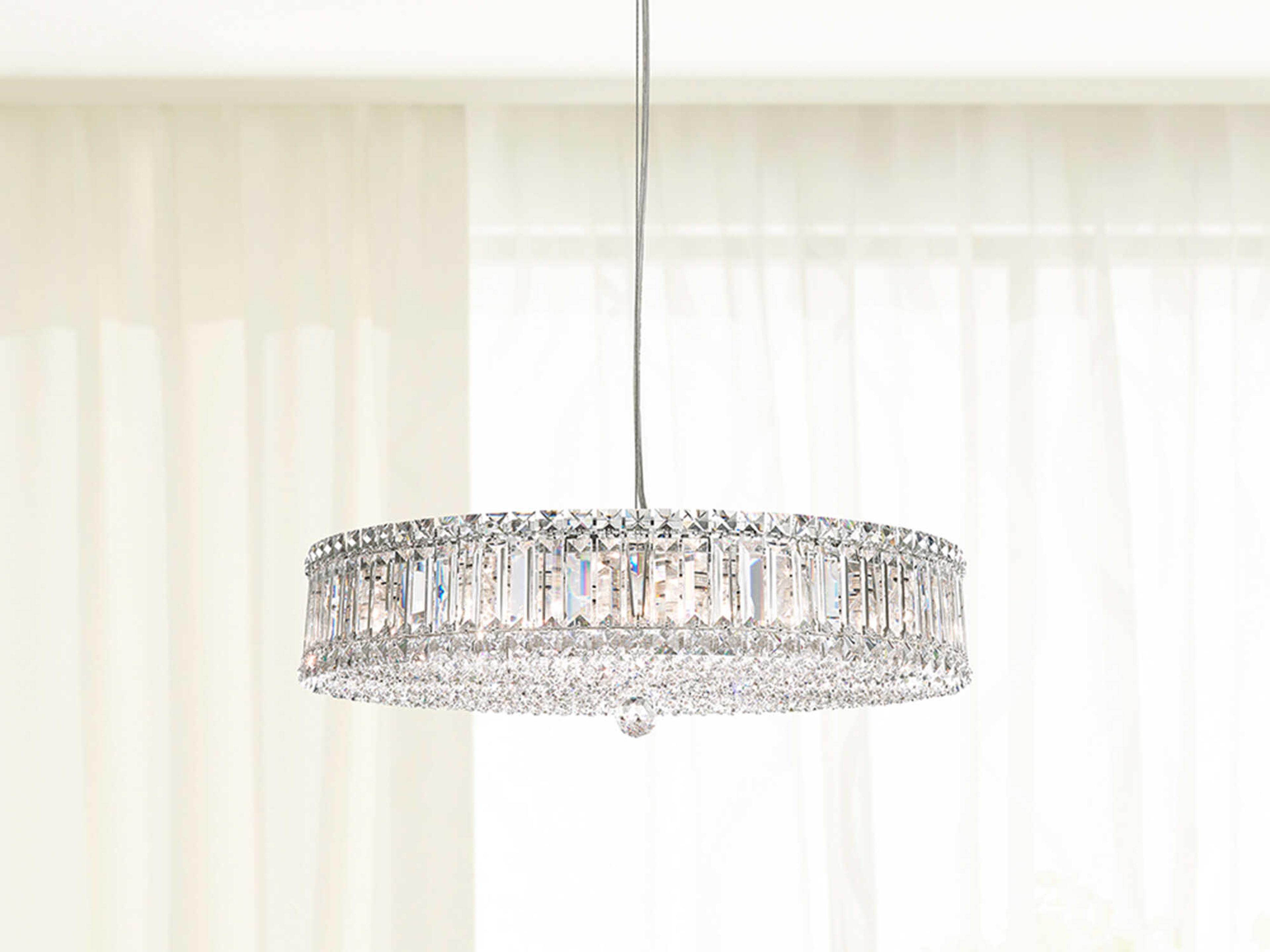 Schonbek Plaza 21-Light Stainless Steel Crystal Round Pendant