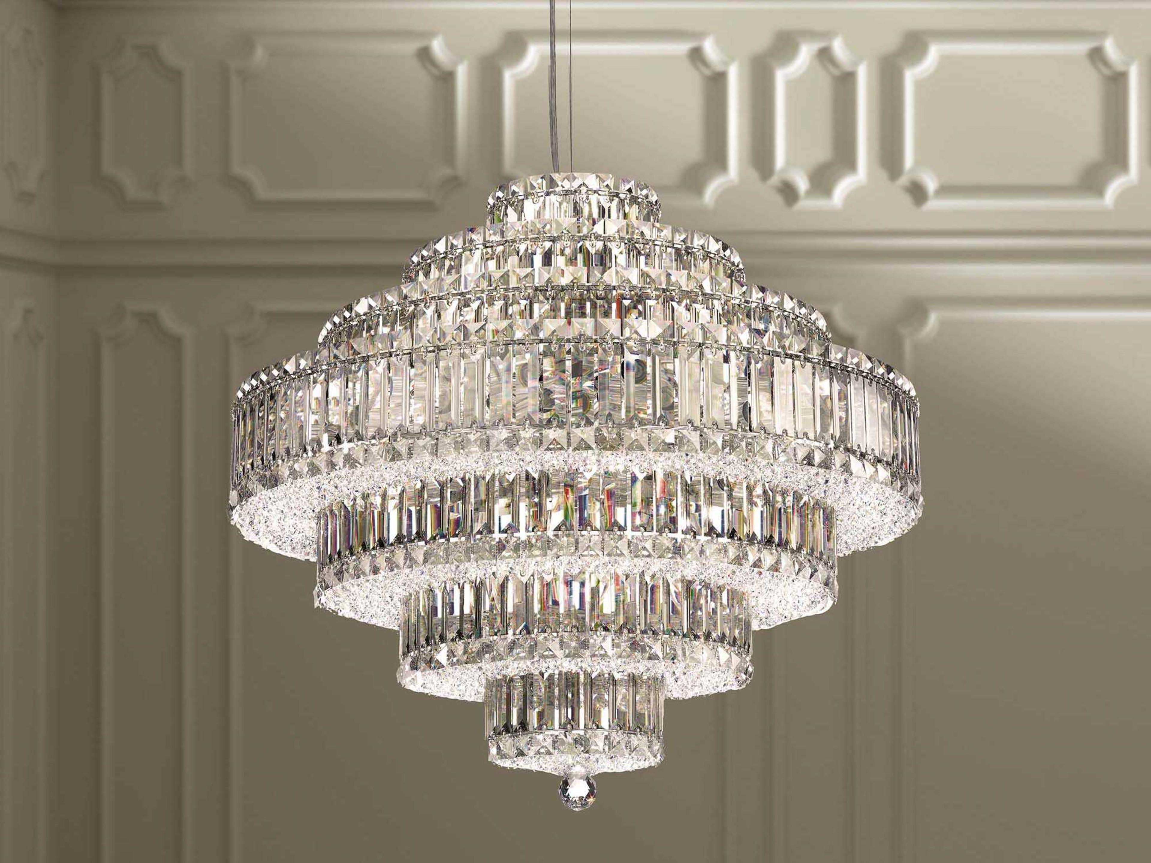 Schonbek Plaza 31-Light Stainless Steel Crystal Tiered Pendant