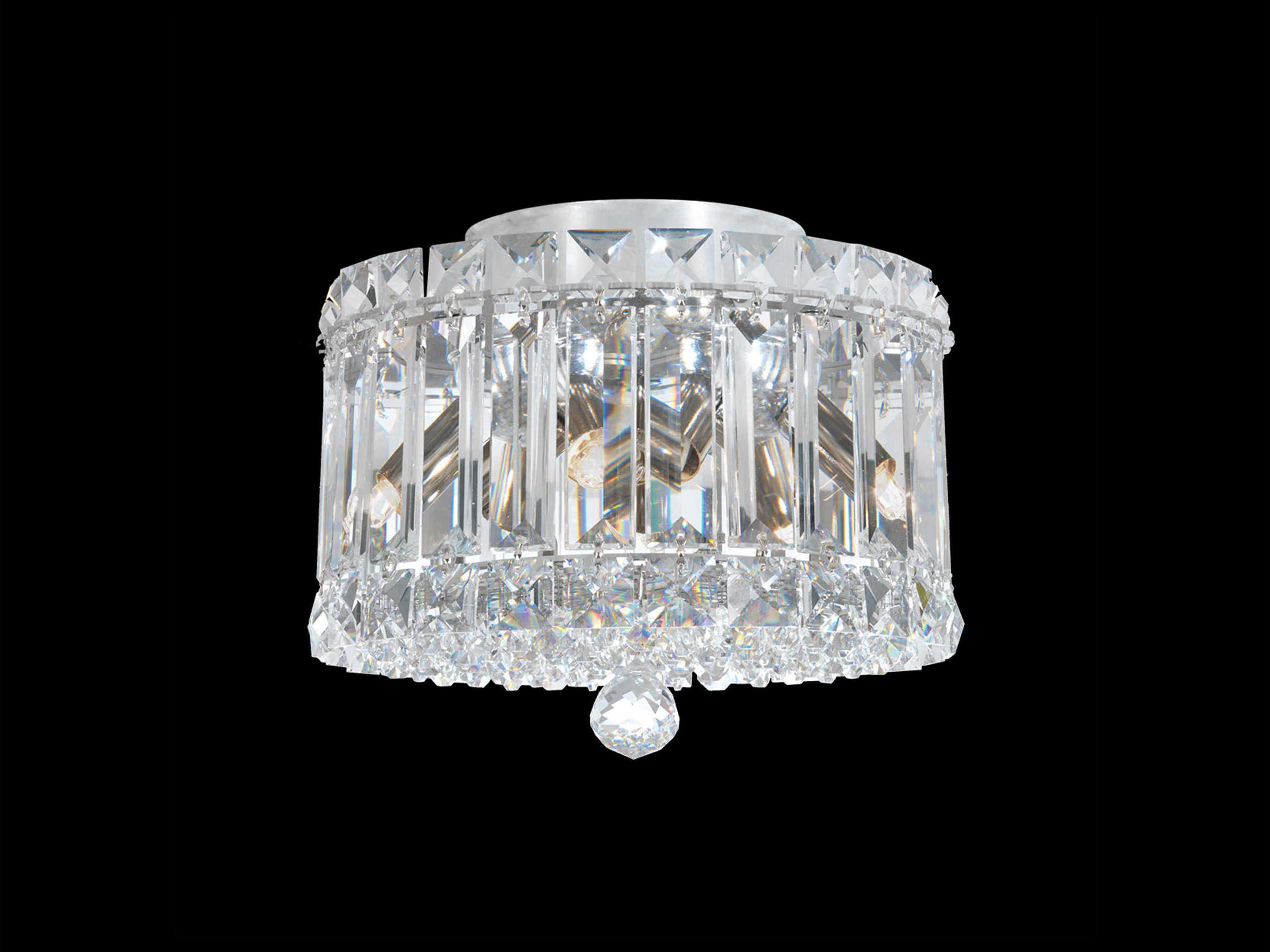 Schonbek Plaza 4-Light Stainless Steel Crystal Drum Flush Mount