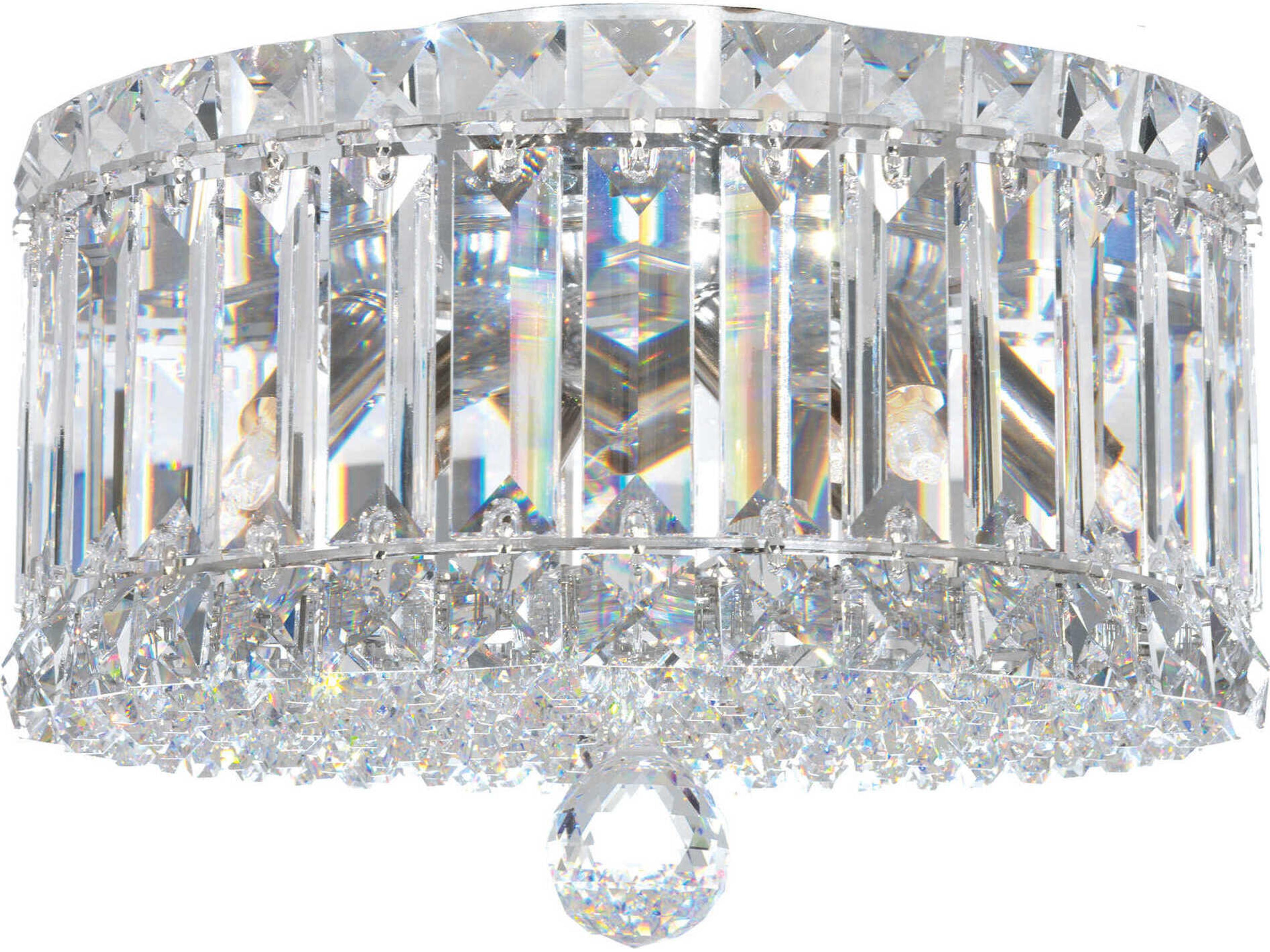 Plaza 4-Light Stainless Steel Crystal Glass Drum Flush Mount