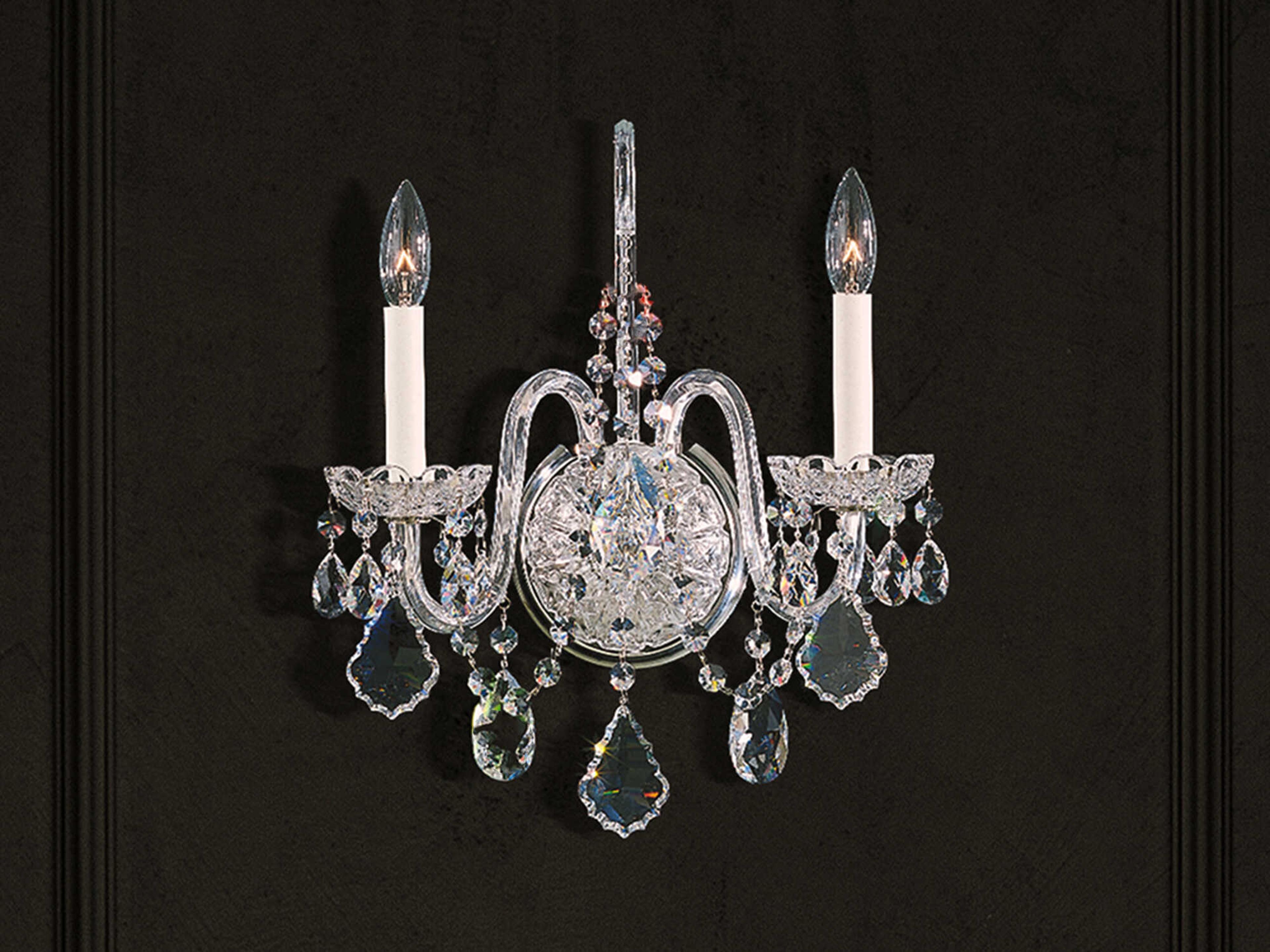 Schonbek Olde World 2-Light Silver Crystal Wall Sconce