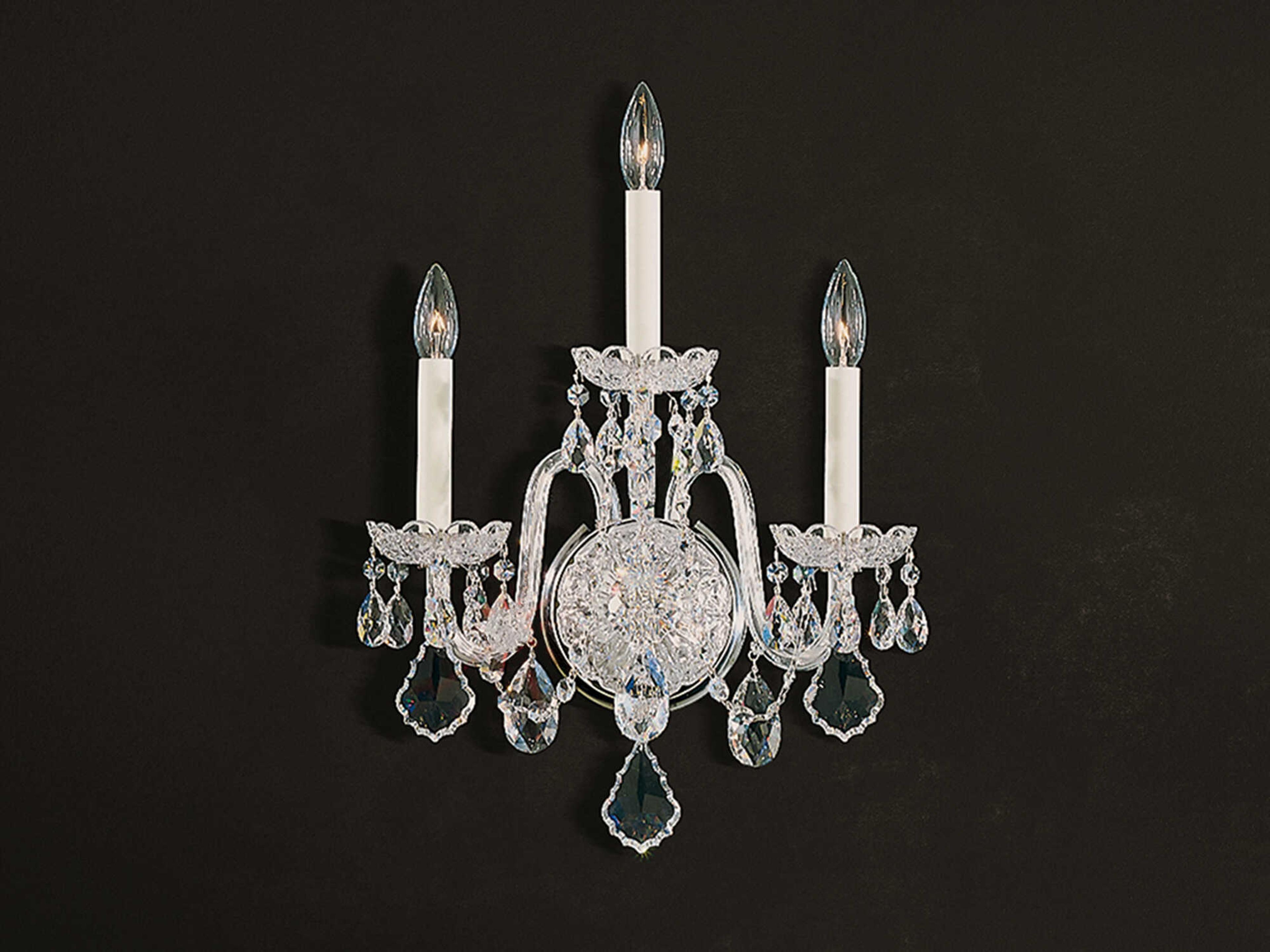 Schonbek Olde World 3-Light Gold Crystal Wall Sconce