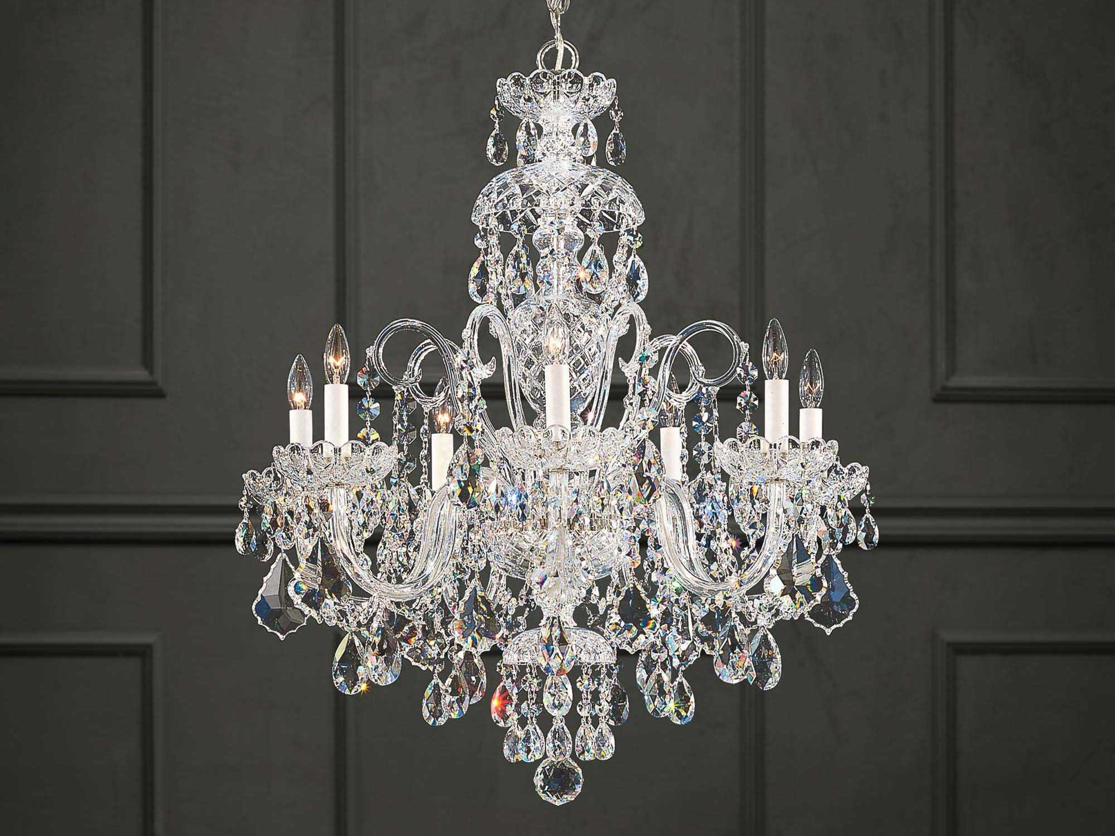 Schonbek Olde World 7-Light Silver Crystal Candelabra Chandelier
