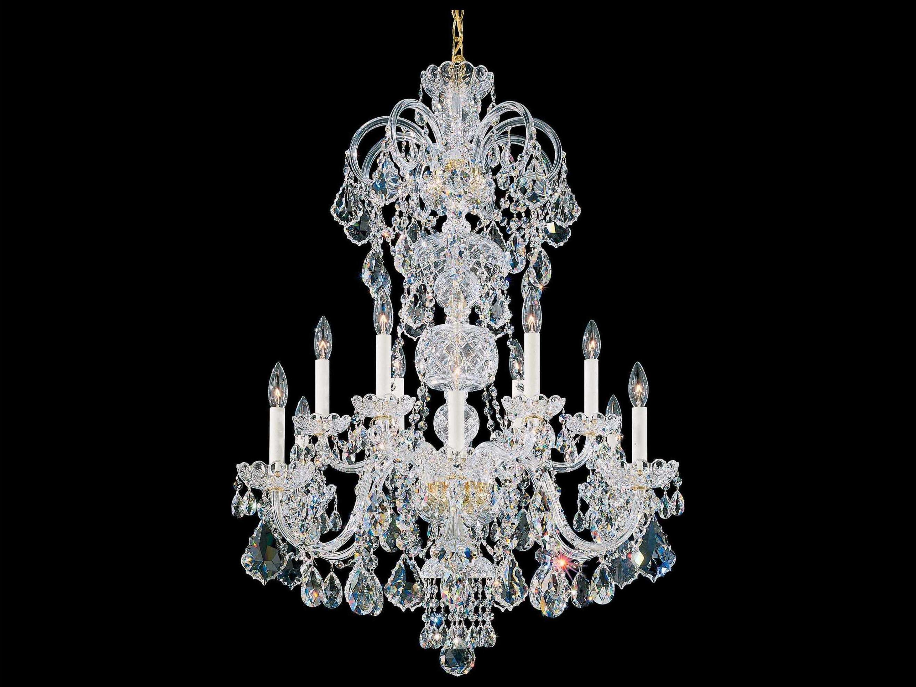 Olde World 12-Light Gold Crystal Candelabra Chandelier