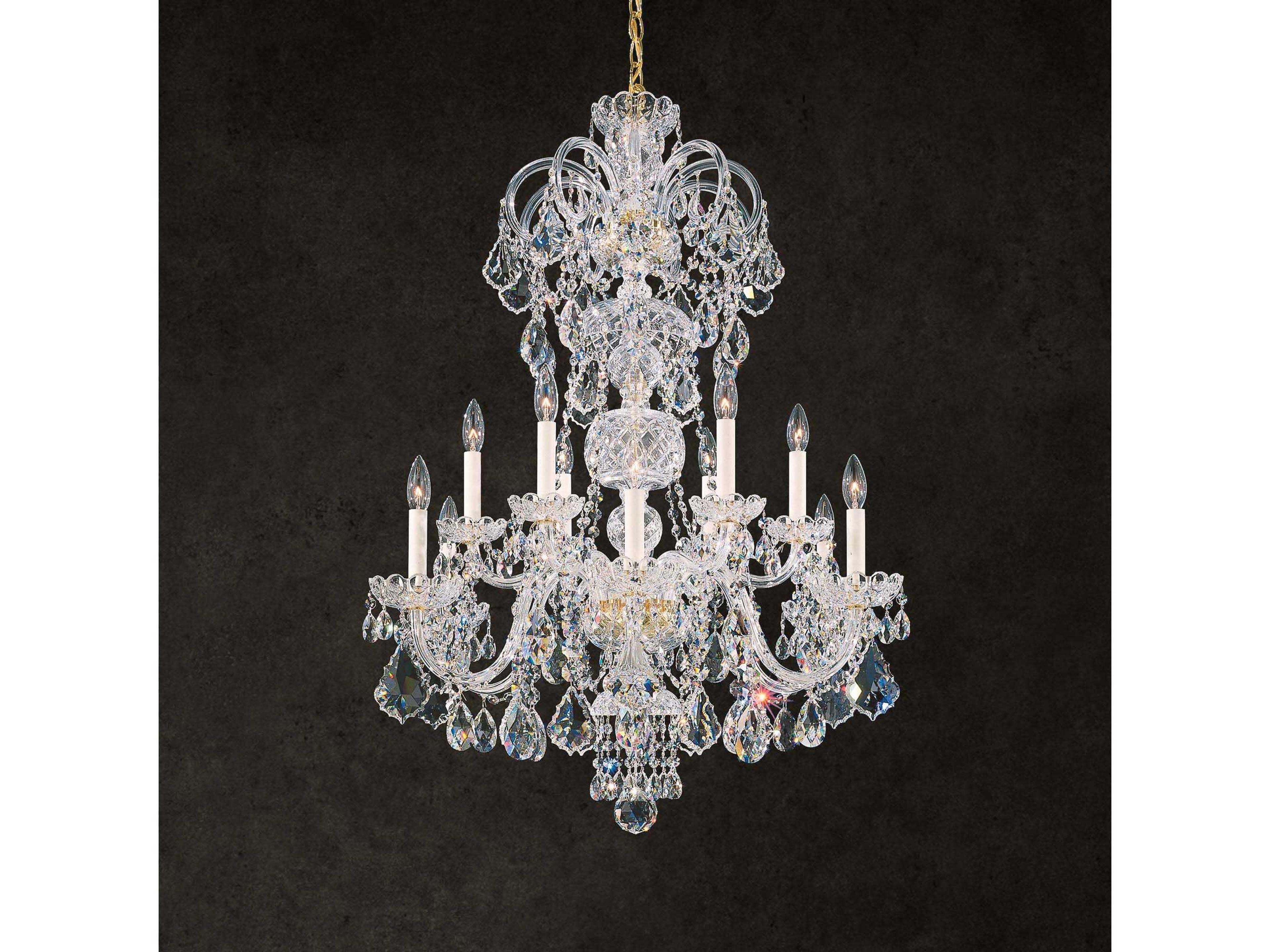 Schonbek Olde World 12-Light Gold Crystal Candelabra Chandelier