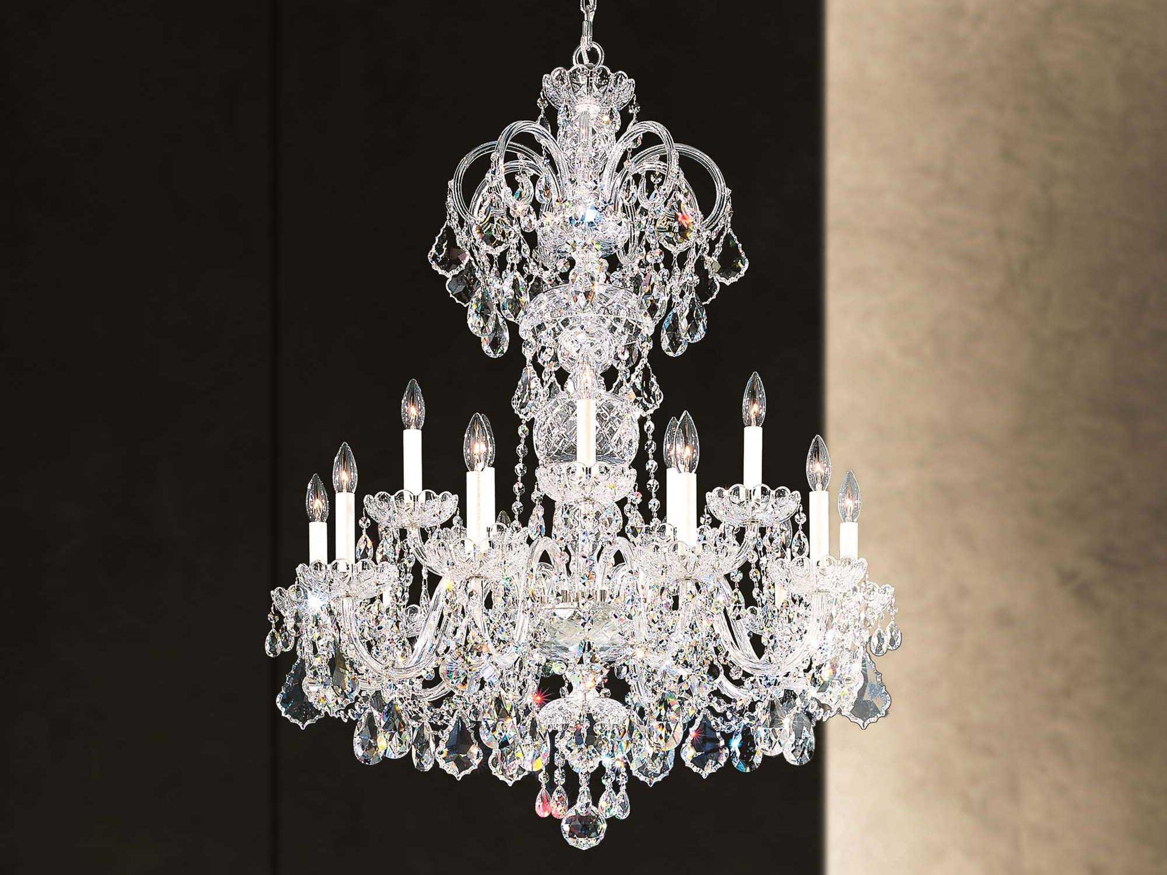 Schonbek Olde World 15-Light Silver Crystal Candelabra Chandelier