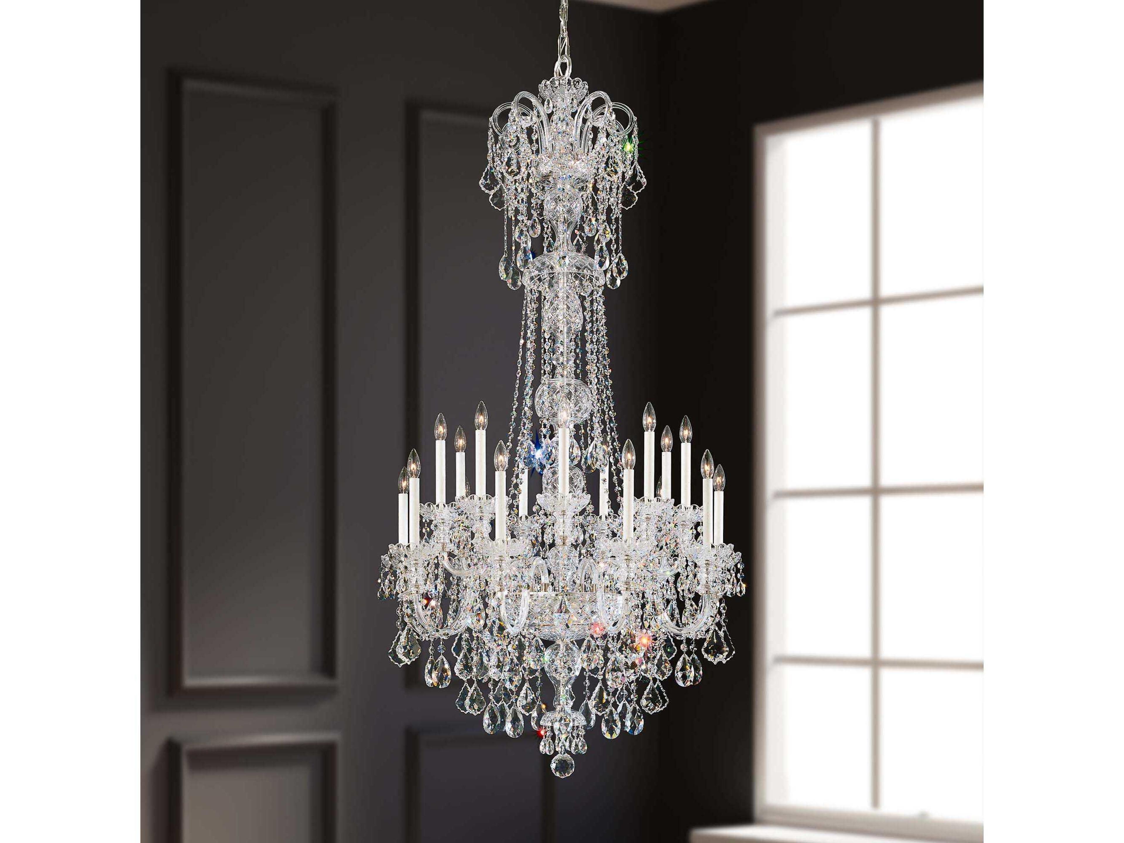 Schonbek Olde World 23-Light Silver Crystal Candelabra Chandelier