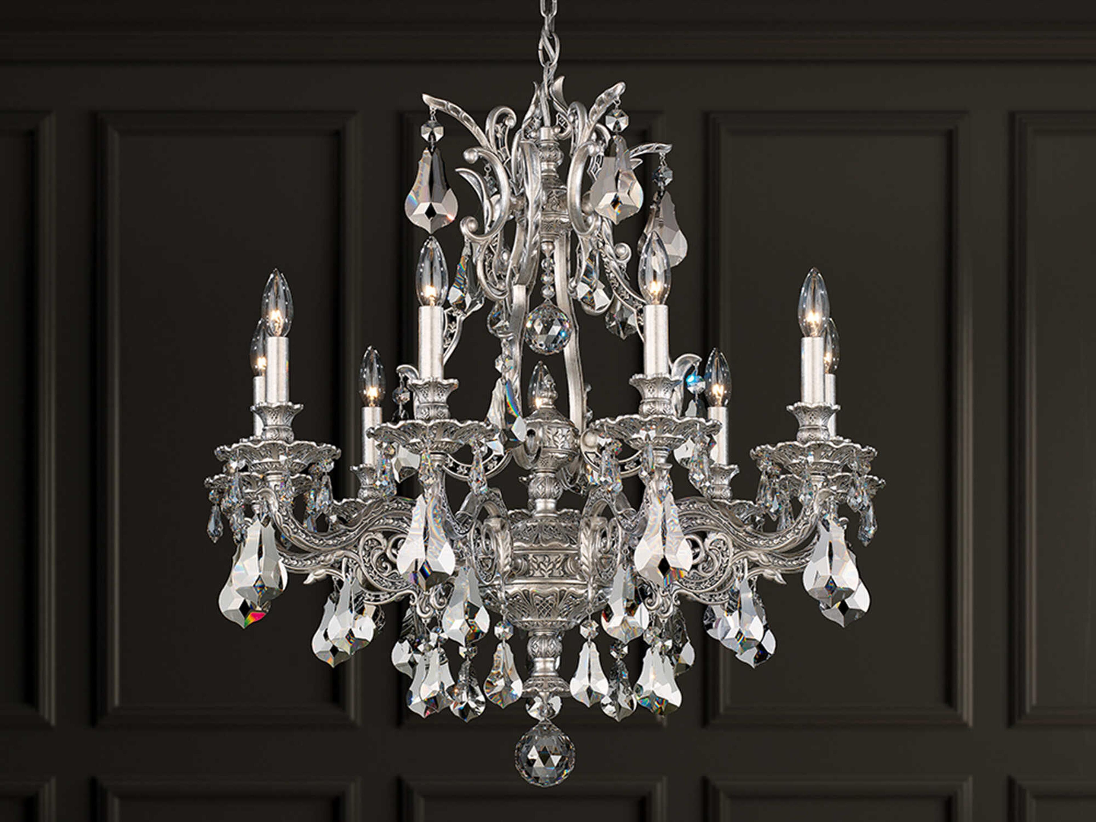Schonbek Sophia 9-Light Silver Crystal Candelabra Chandelier