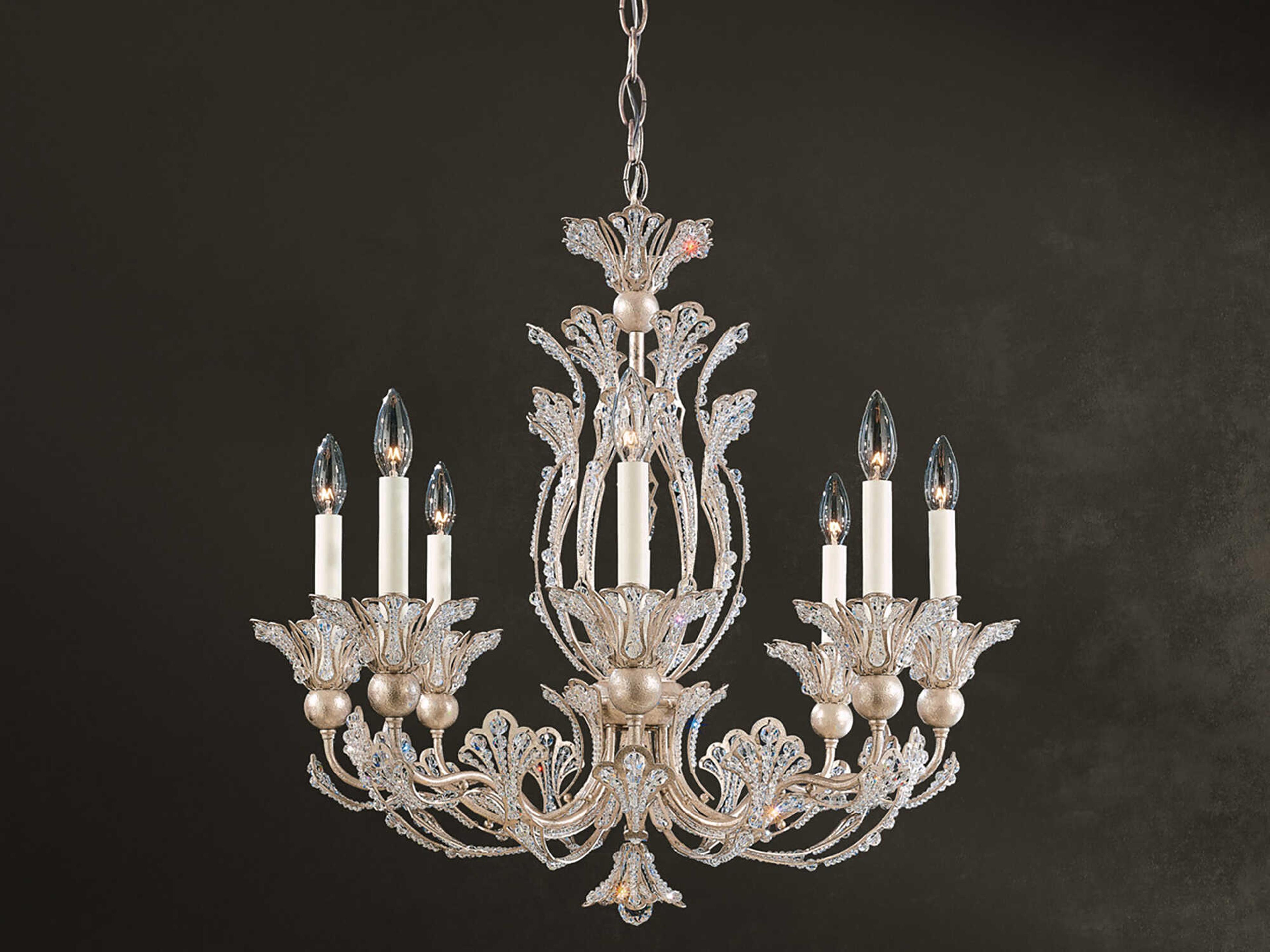 Schonbek Rivendell 8-Light Silver Crystal Candelabra Chandelier