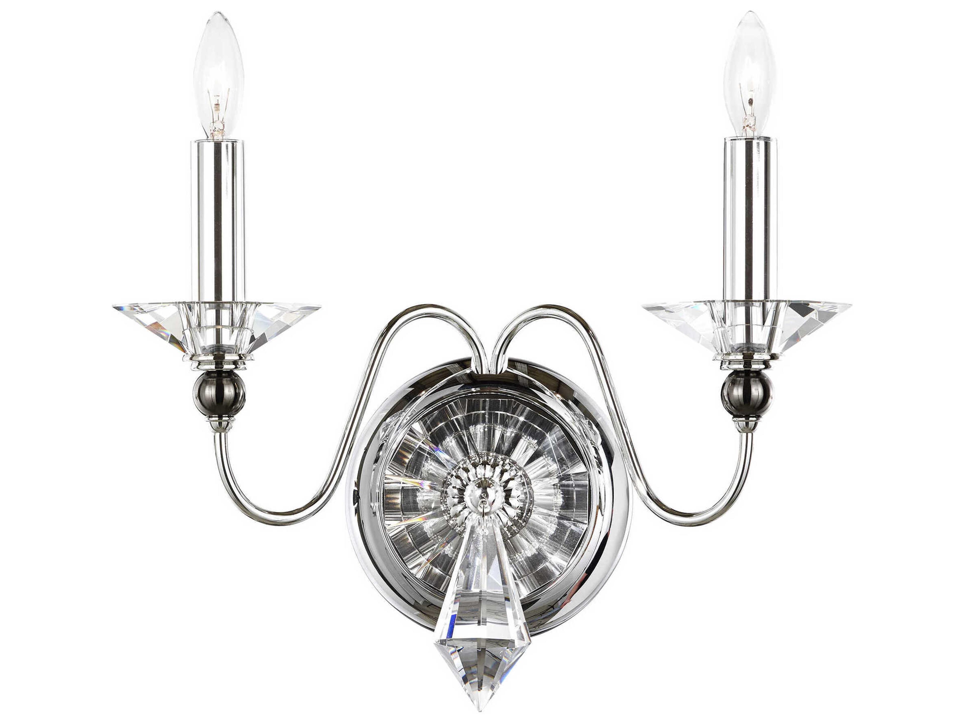 Jasmine 2-Light Polished Silver Crystal Wall Sconce