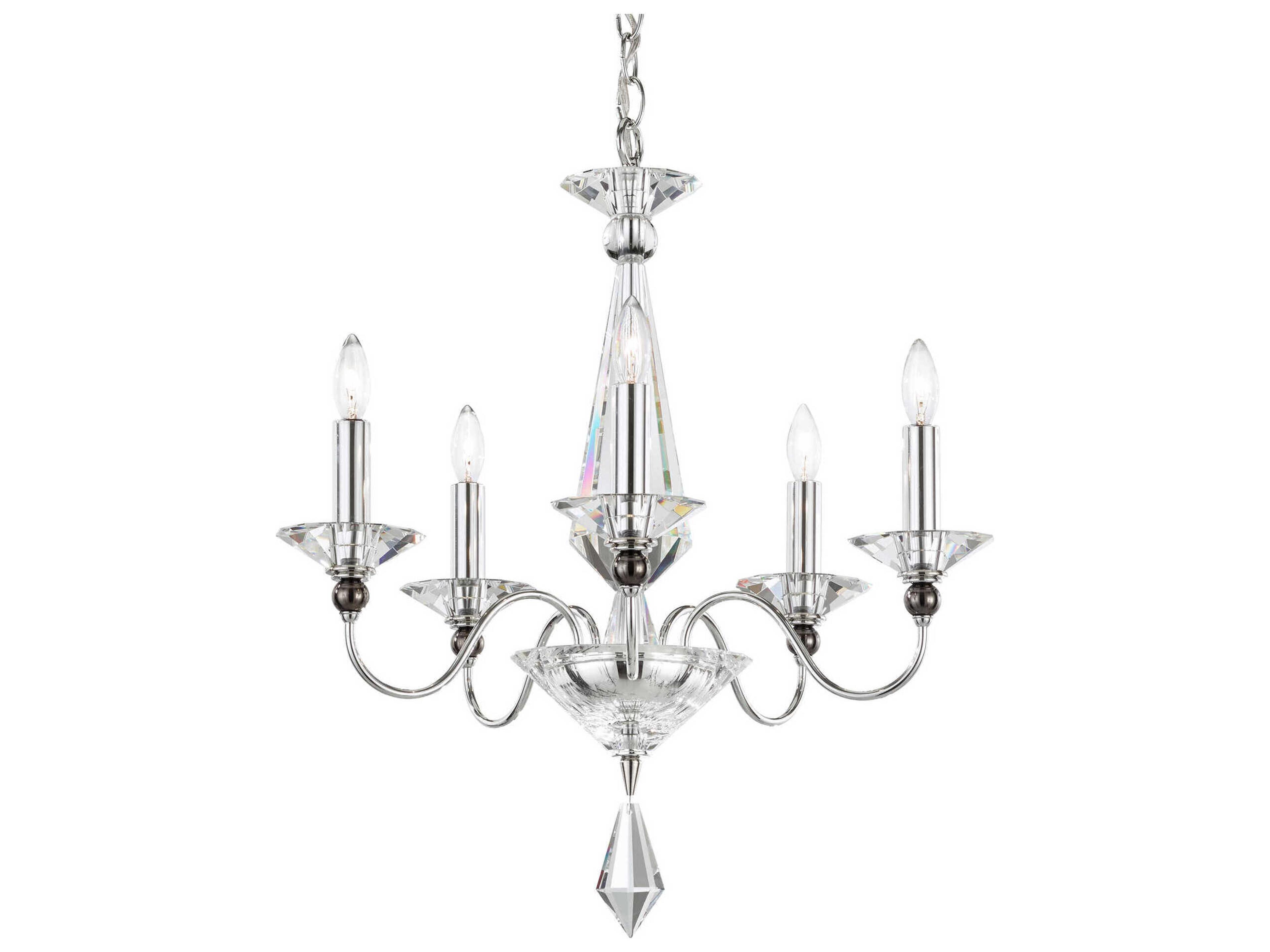 Jasmine 5-Light Polished Silver Crystal Candelabra Chandelier