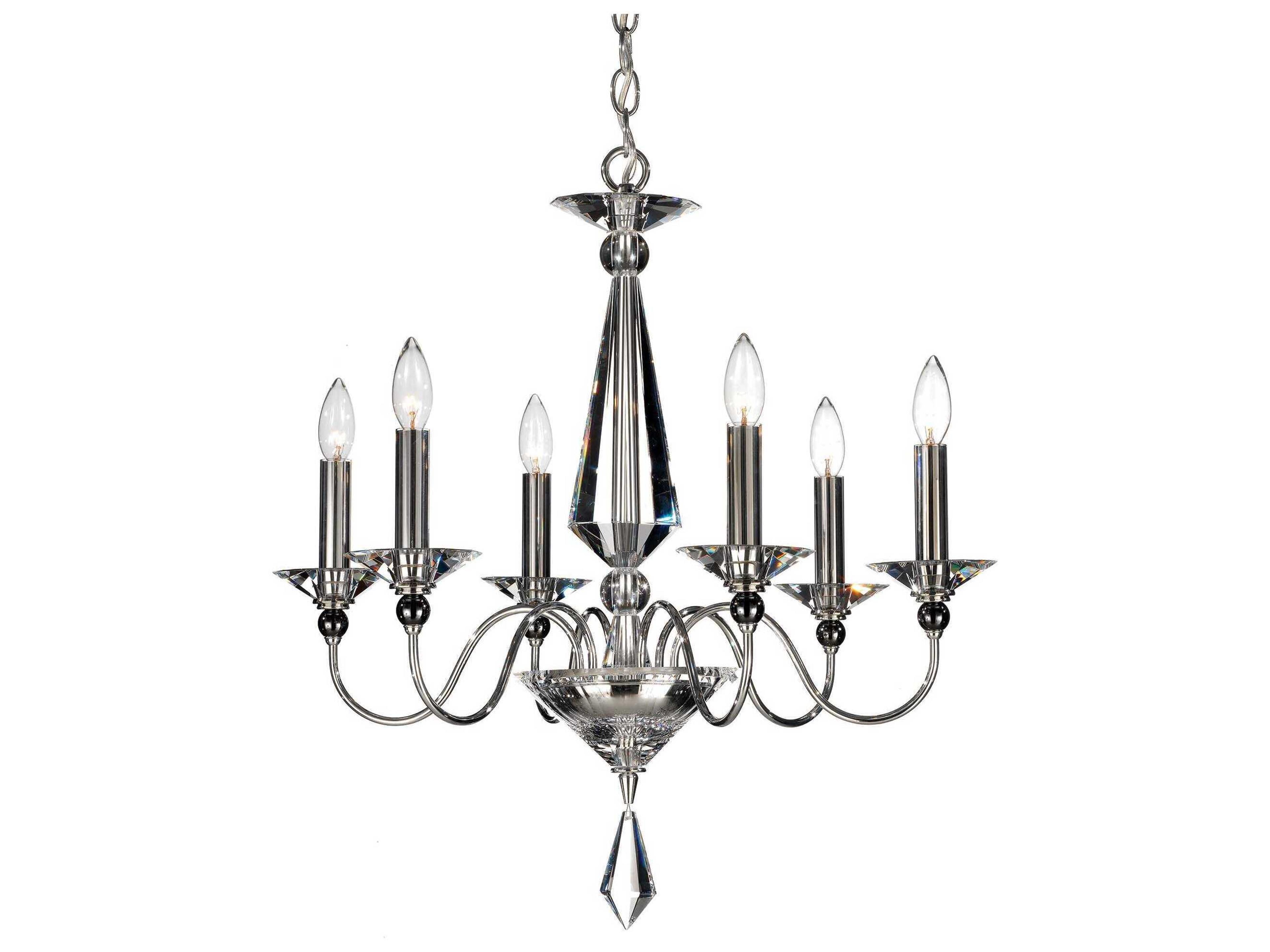 Jasmine 6-Light Polished Silver Crystal Candelabra Chandelier