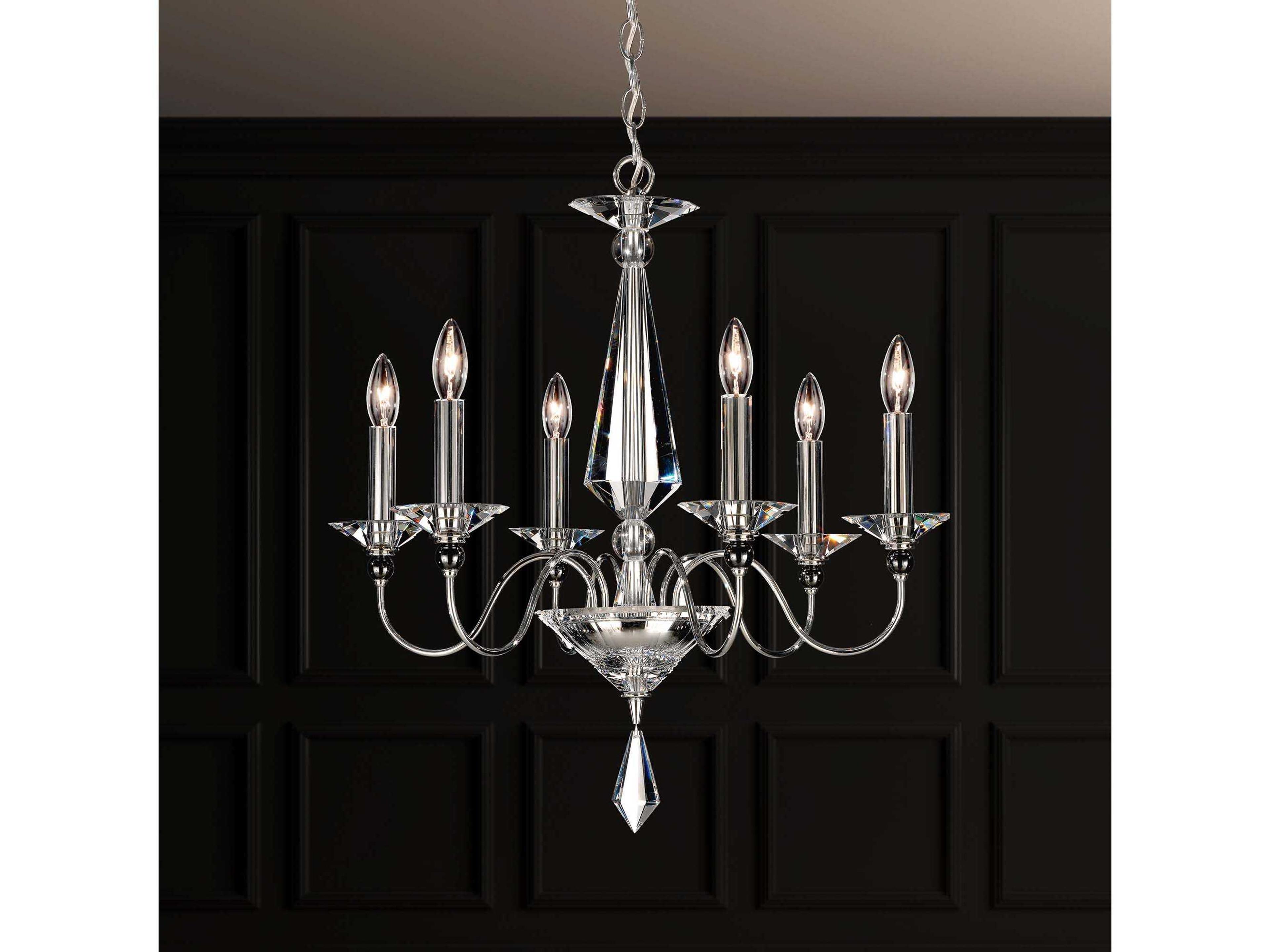 Schonbek Jasmine 6-Light Polished Silver Crystal Candelabra Chandelier