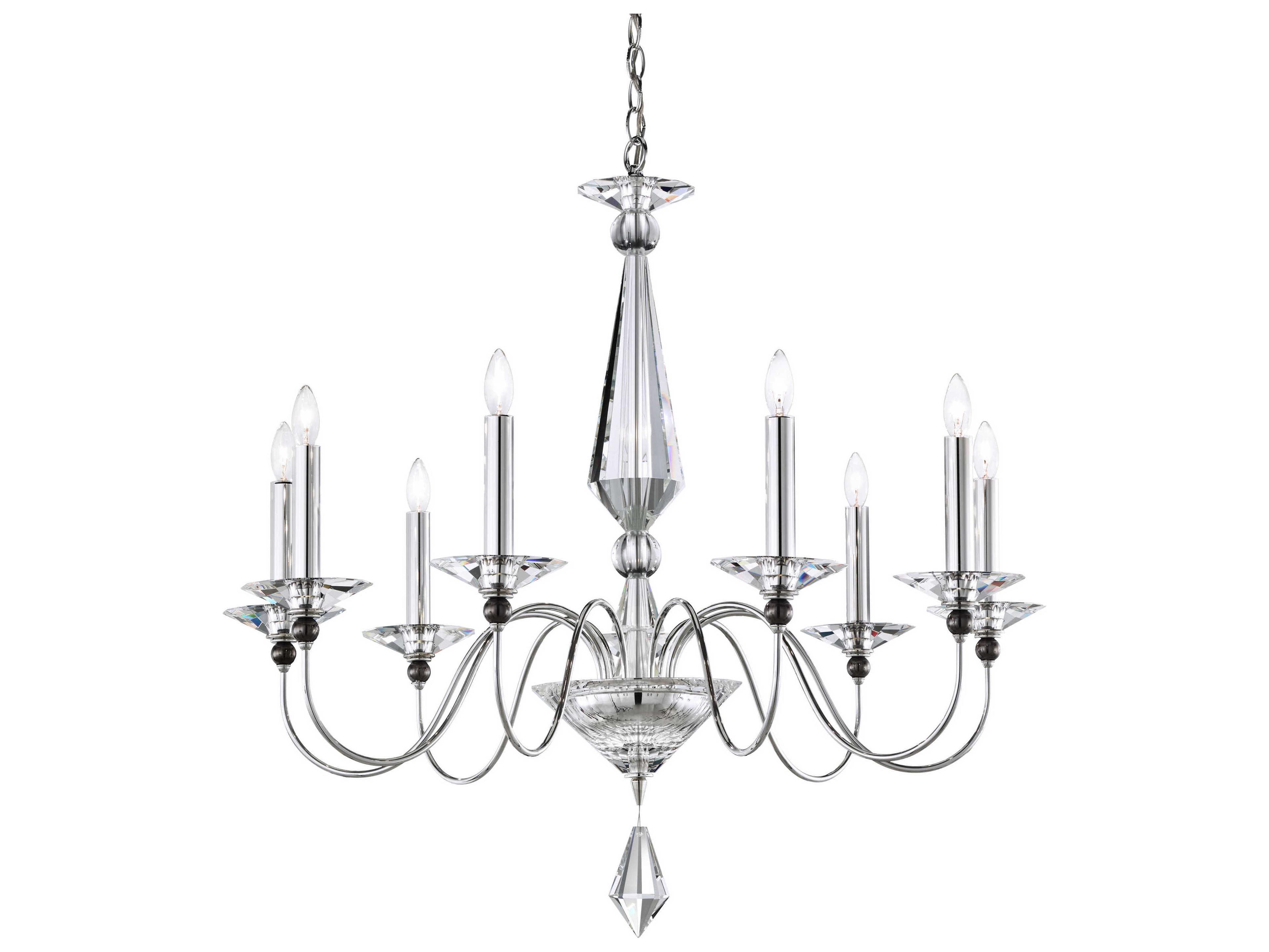 Jasmine 9-Light Polished Silver Crystal Candelabra Chandelier