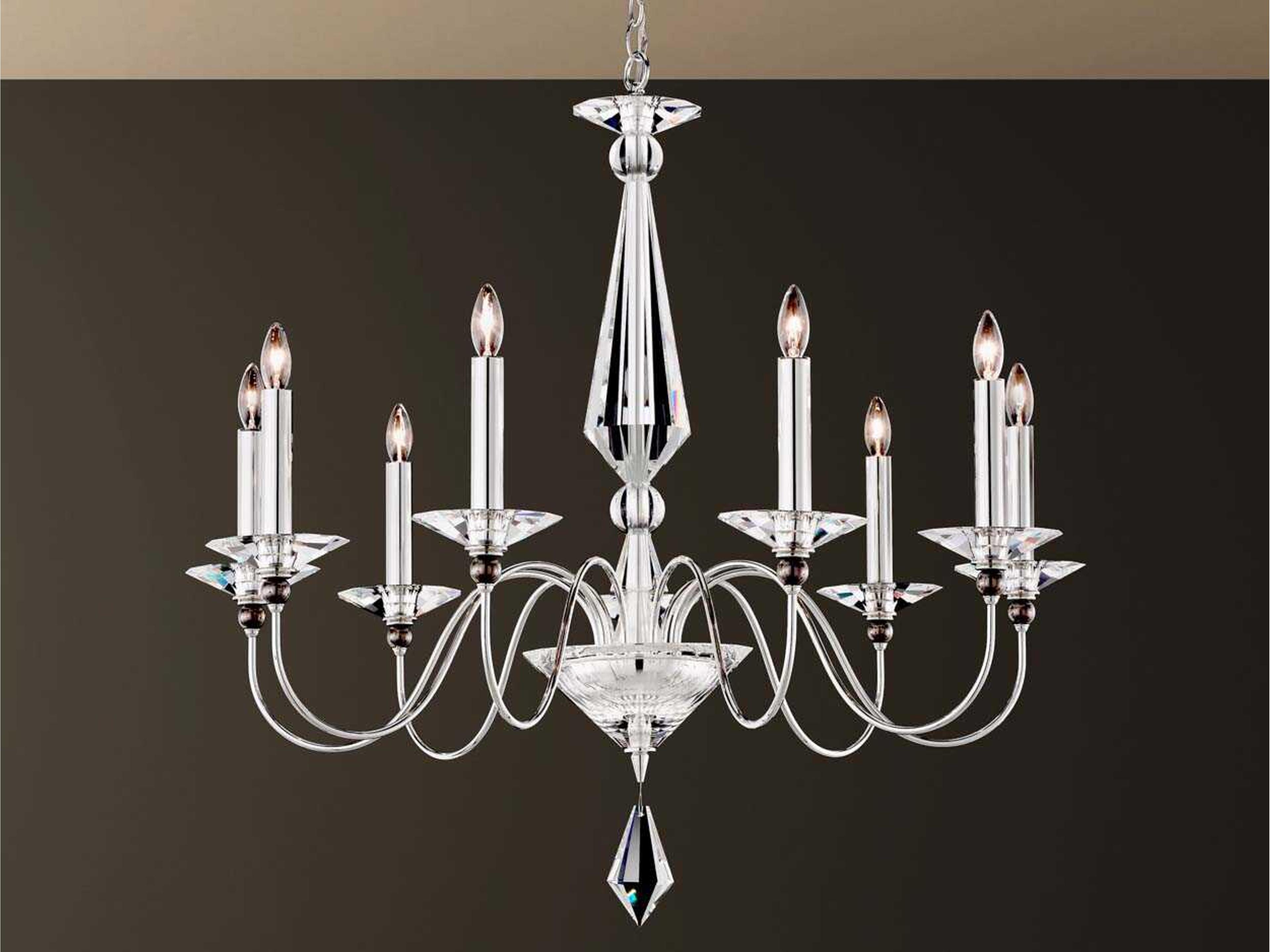 Schonbek Jasmine 9-Light Polished Silver Crystal Candelabra Chandelier