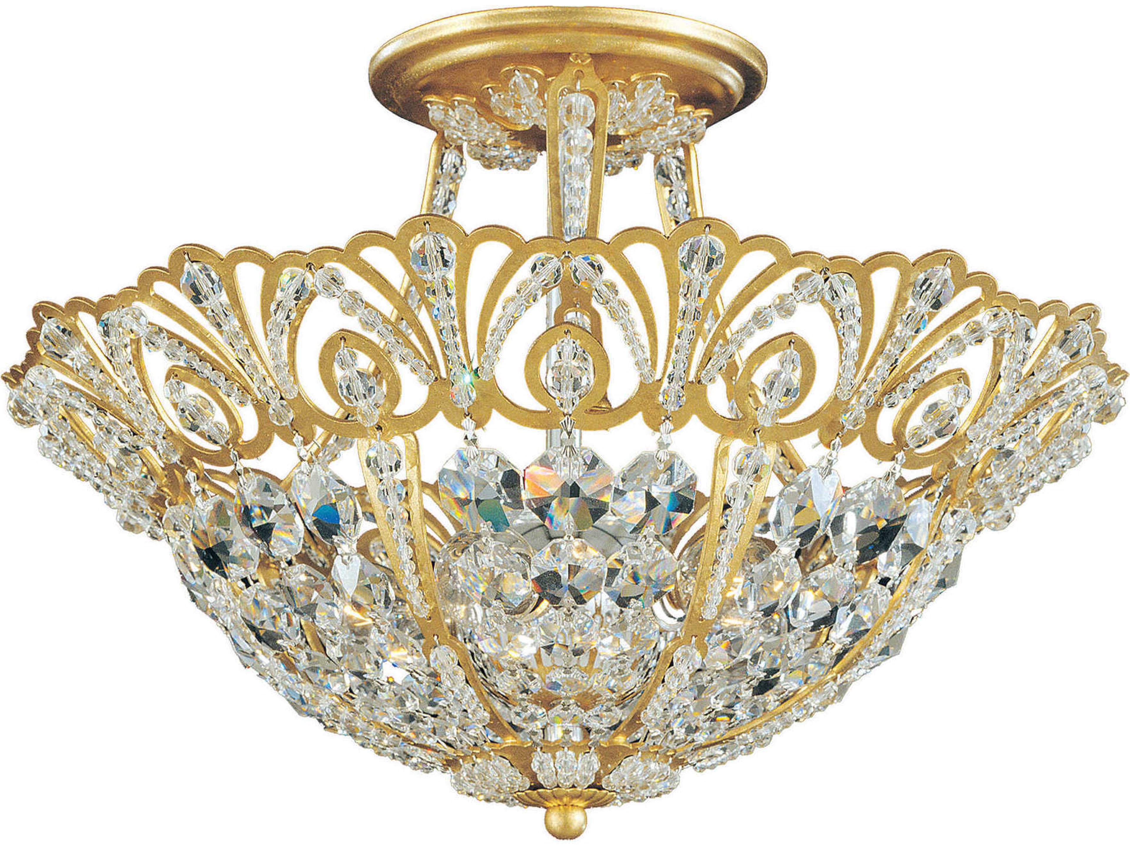 Rivendell 5-Light Gold Crystal Bowl Semi Flush Mount