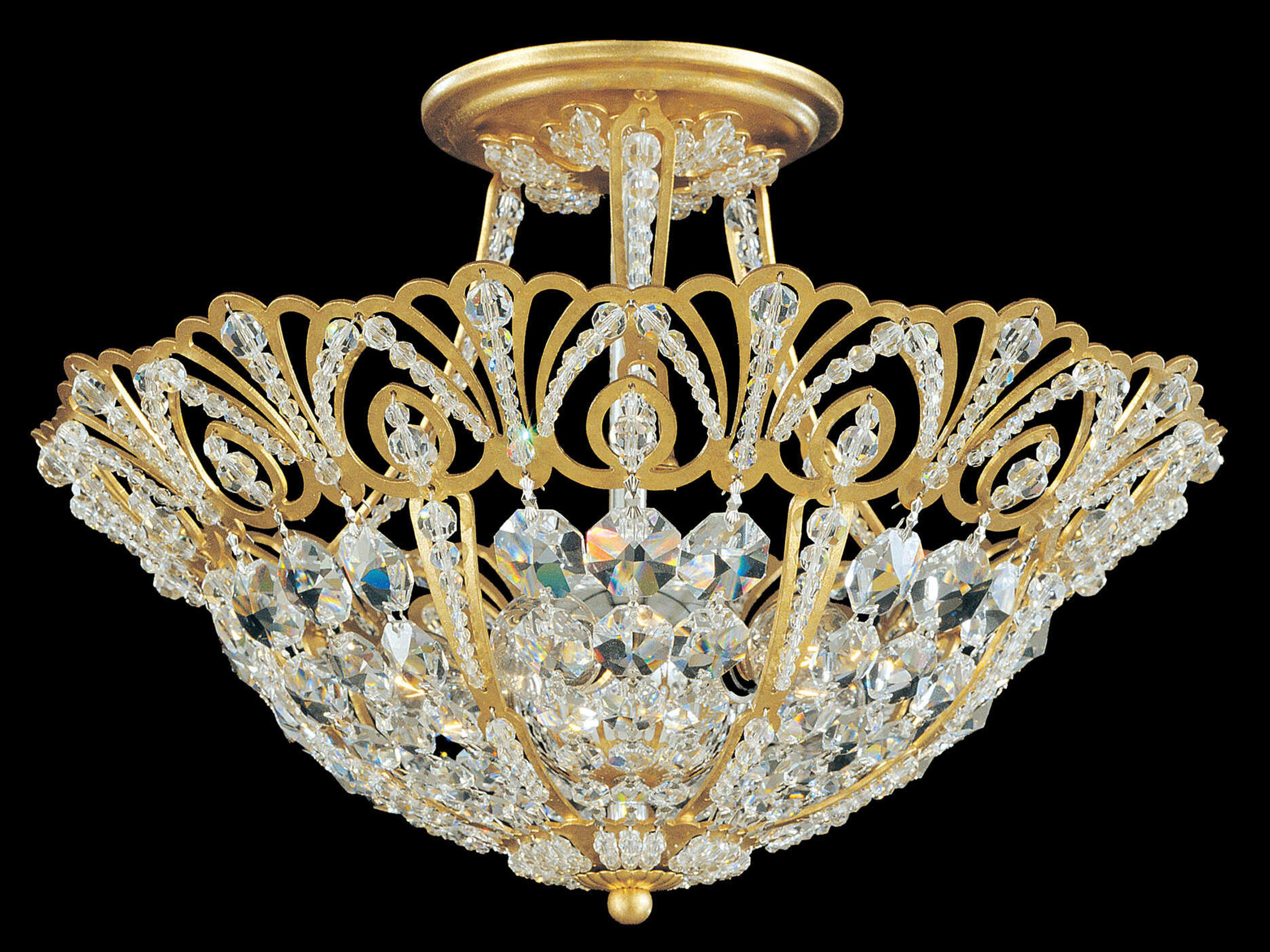 Schonbek Rivendell 5-Light Gold Crystal Bowl Semi Flush Mount