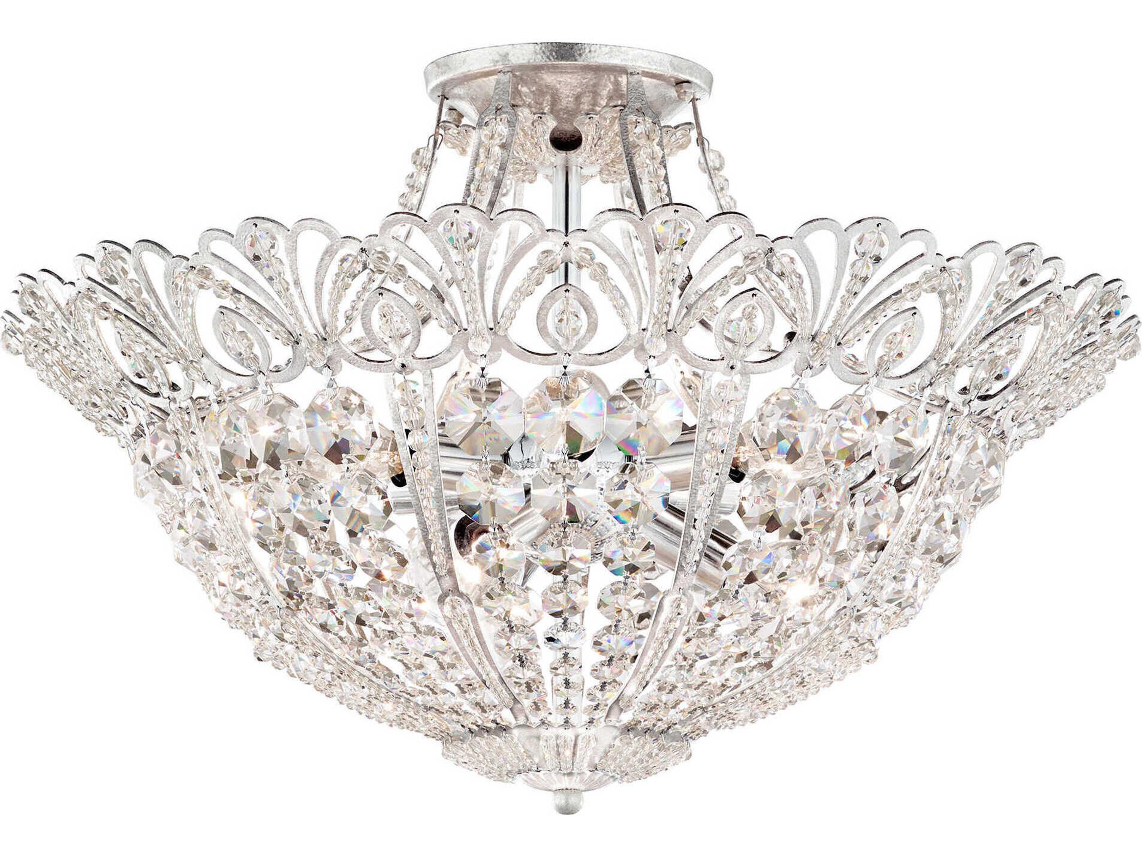 Rivendell 9-Light Silver Crystal Bowl Semi Flush Mount