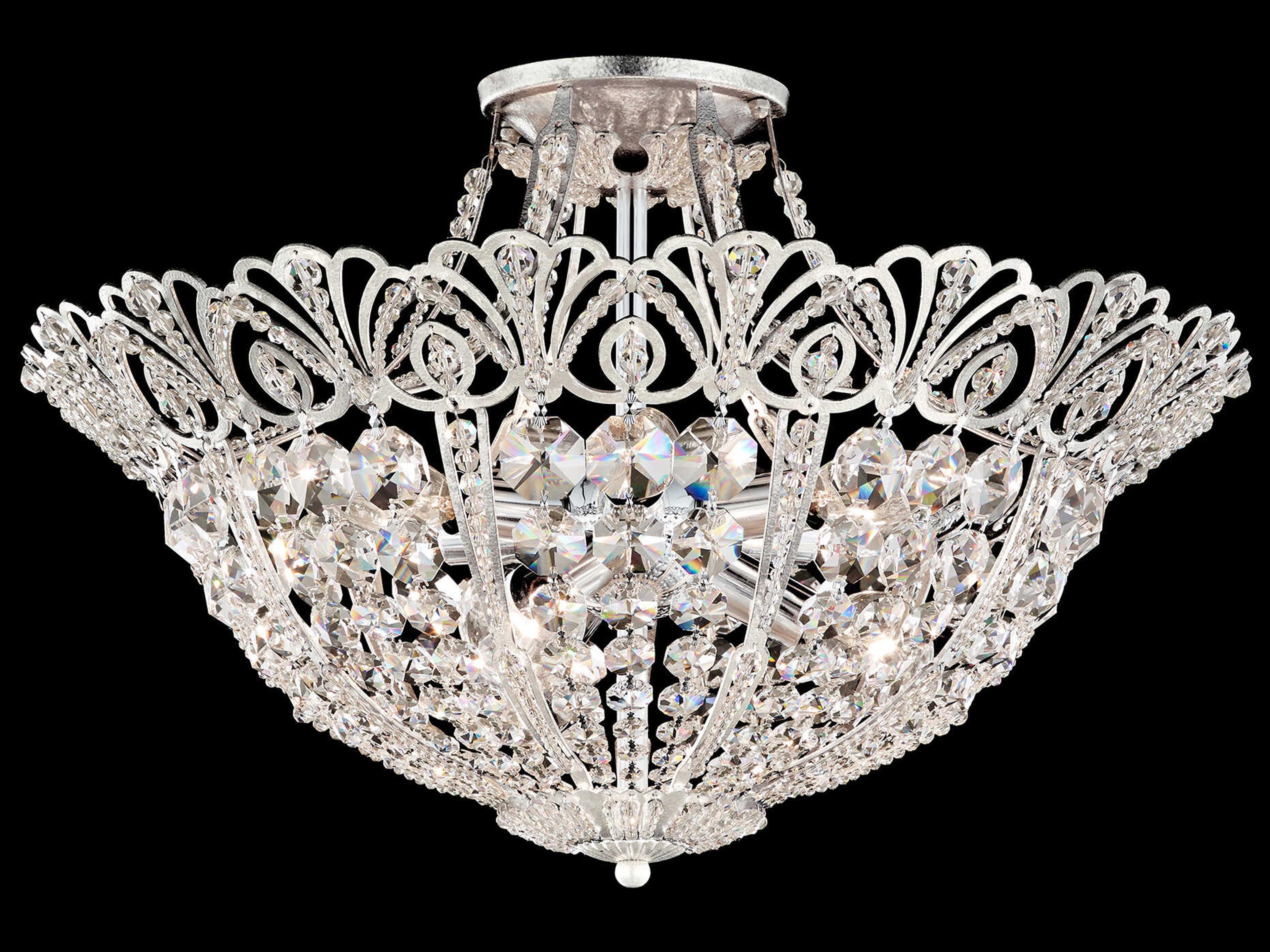 Schonbek Rivendell 9-Light Silver Crystal Bowl Semi Flush Mount