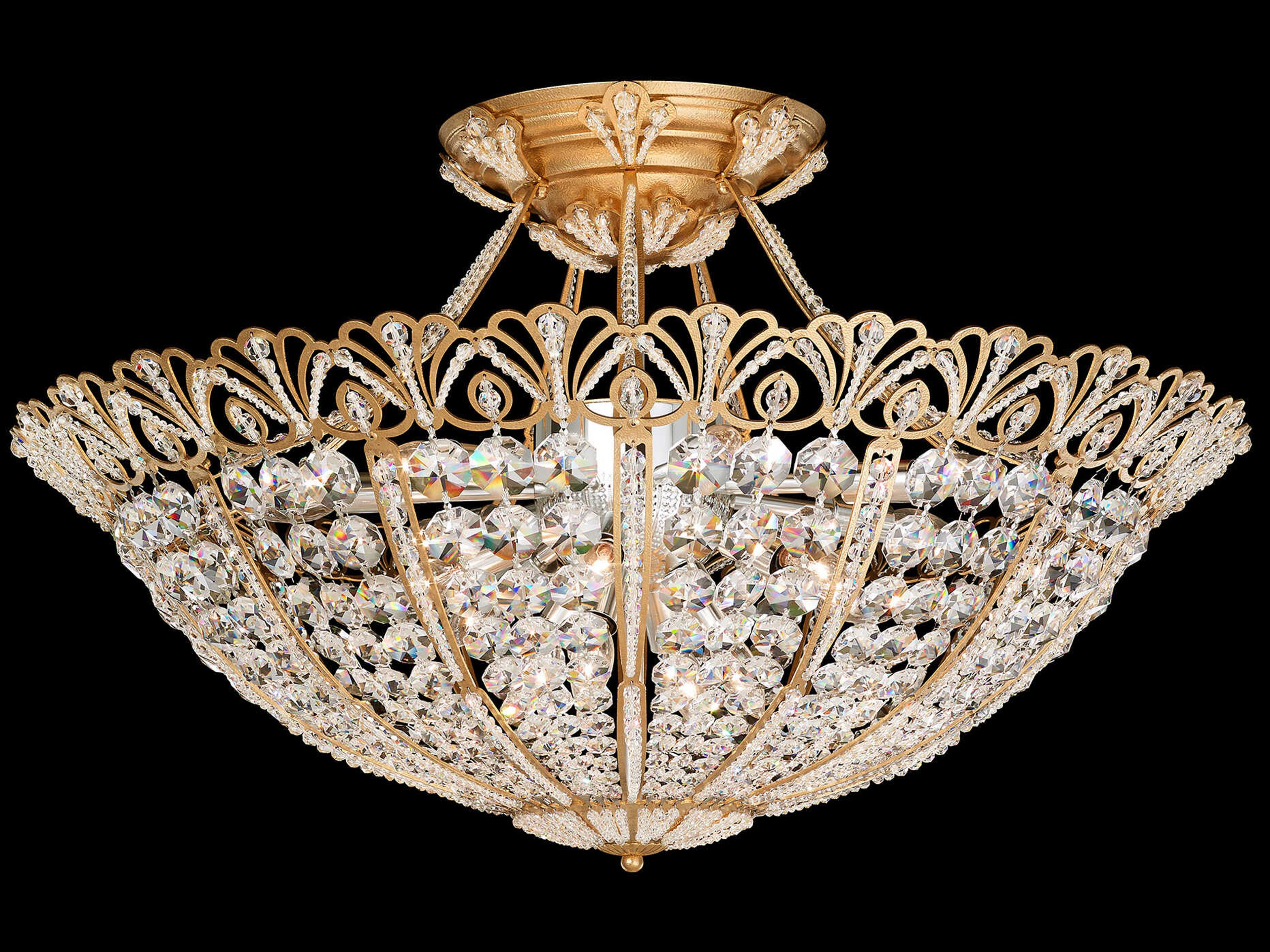 Schonbek Rivendell 17-Light Clear Crystal Bowl Semi Flush Mount